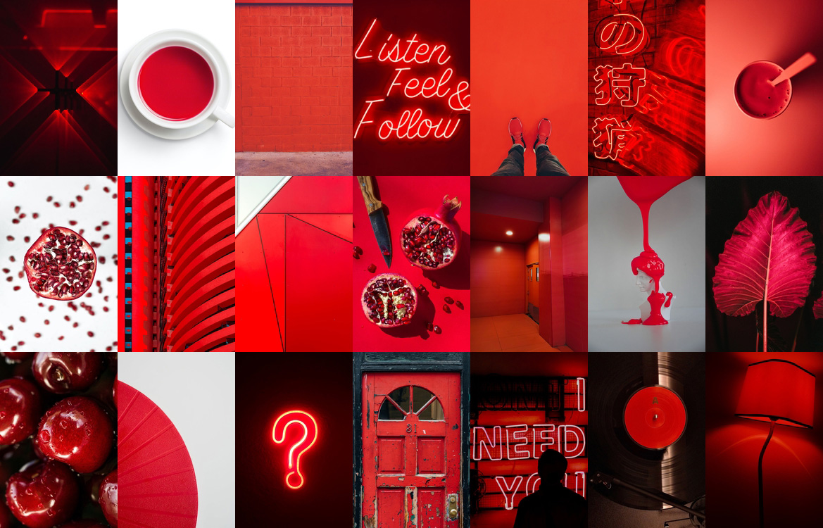 PCS Red aesthetic wall collage kit