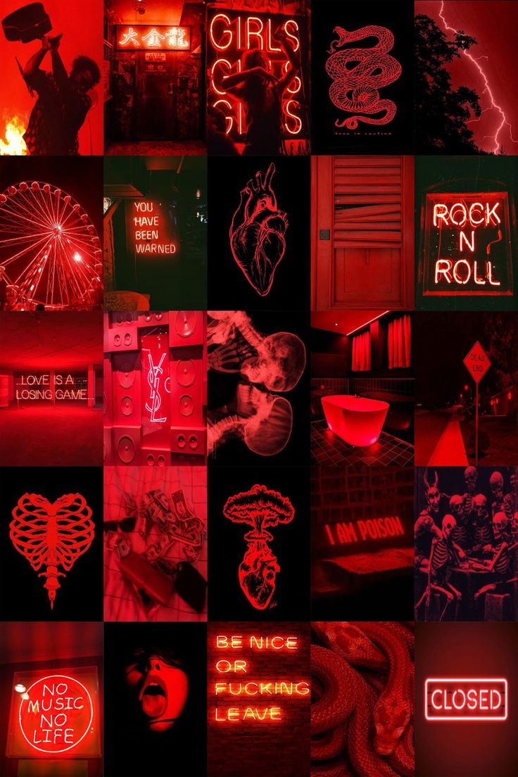 Neon Red Wall Collage Kit, 270 Boujee