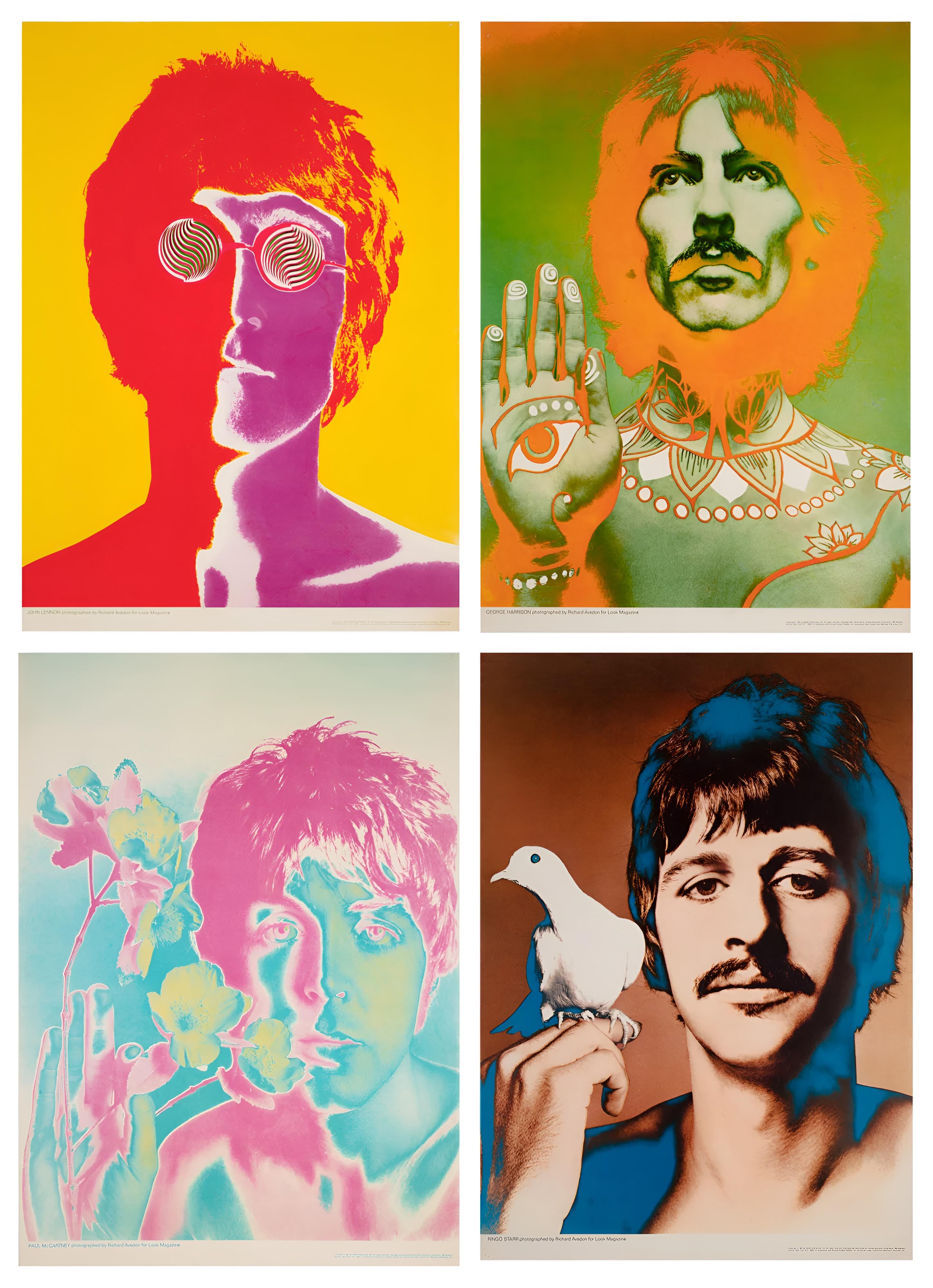 Beatles psychedelic 4 panel poster