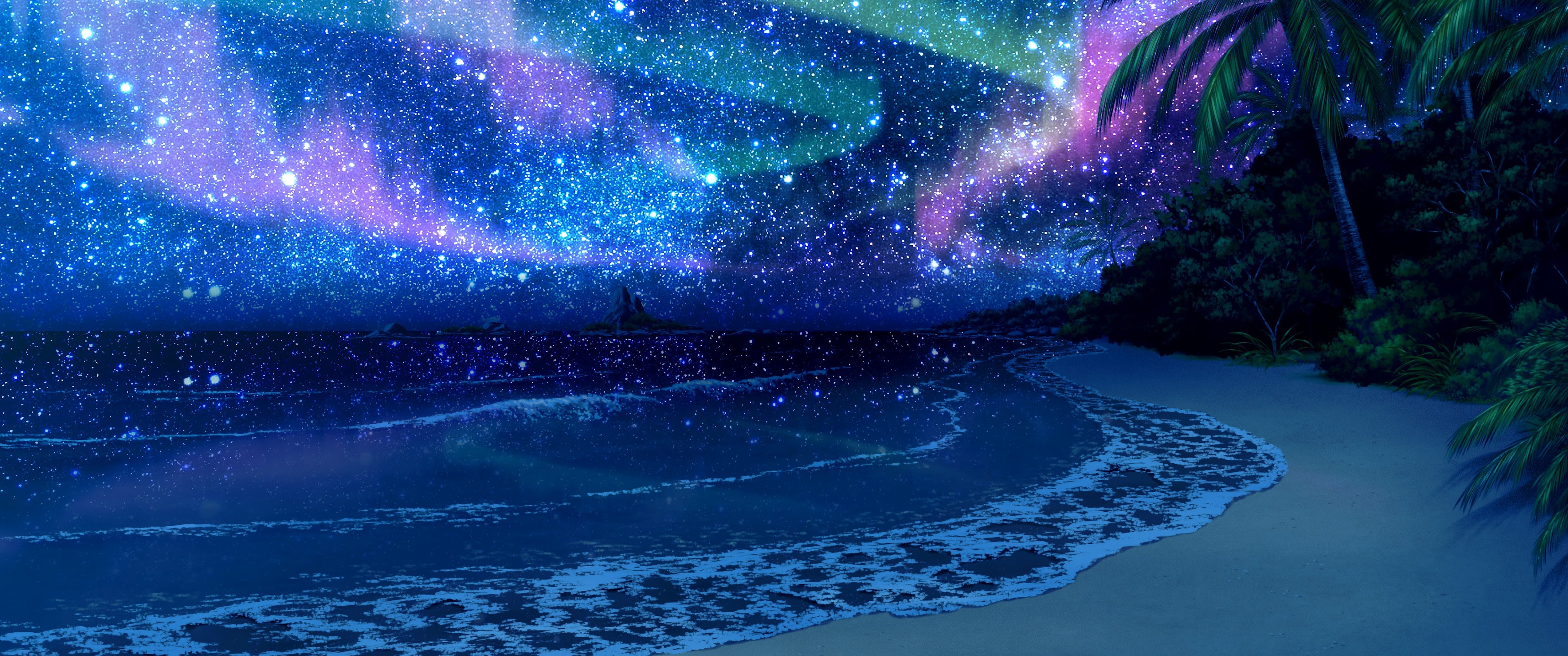 Beach Night Sky Stars Scenery Nature