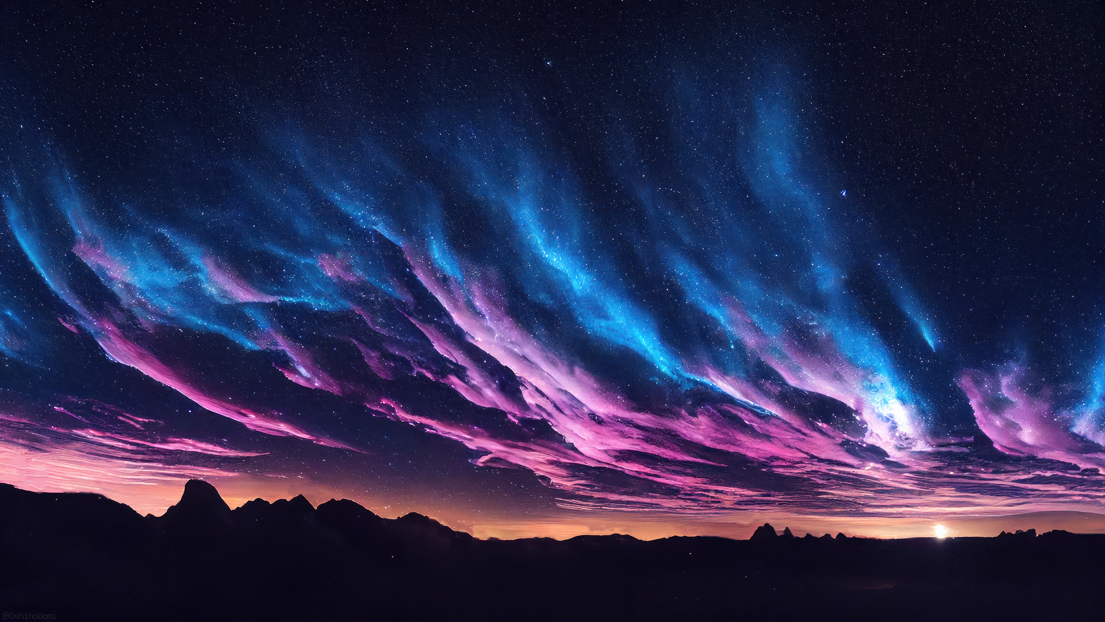 Beautiful Night Sky Sunset Scenery 4K
