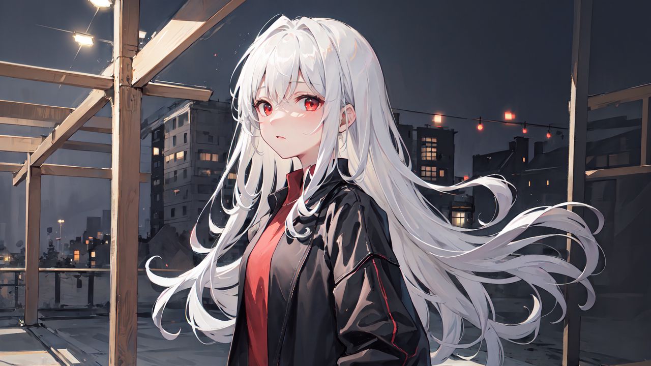 Wallpaper girl, hair, jacket, evening