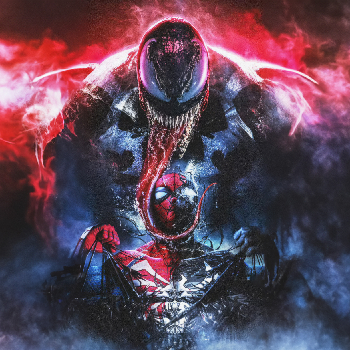 Wallpaper venom and spiderman, dark