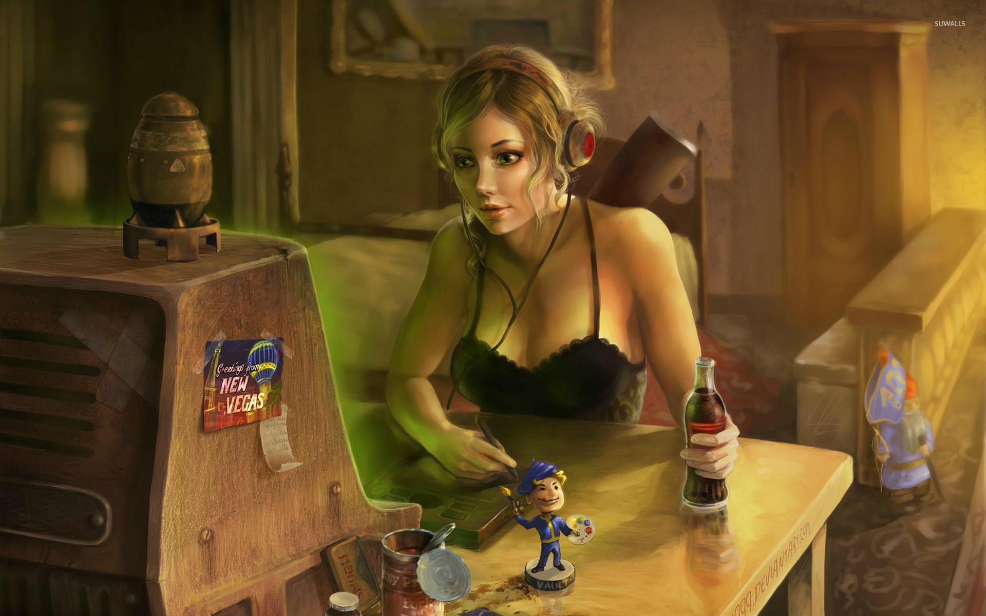 headphones in Fallout wallpaper