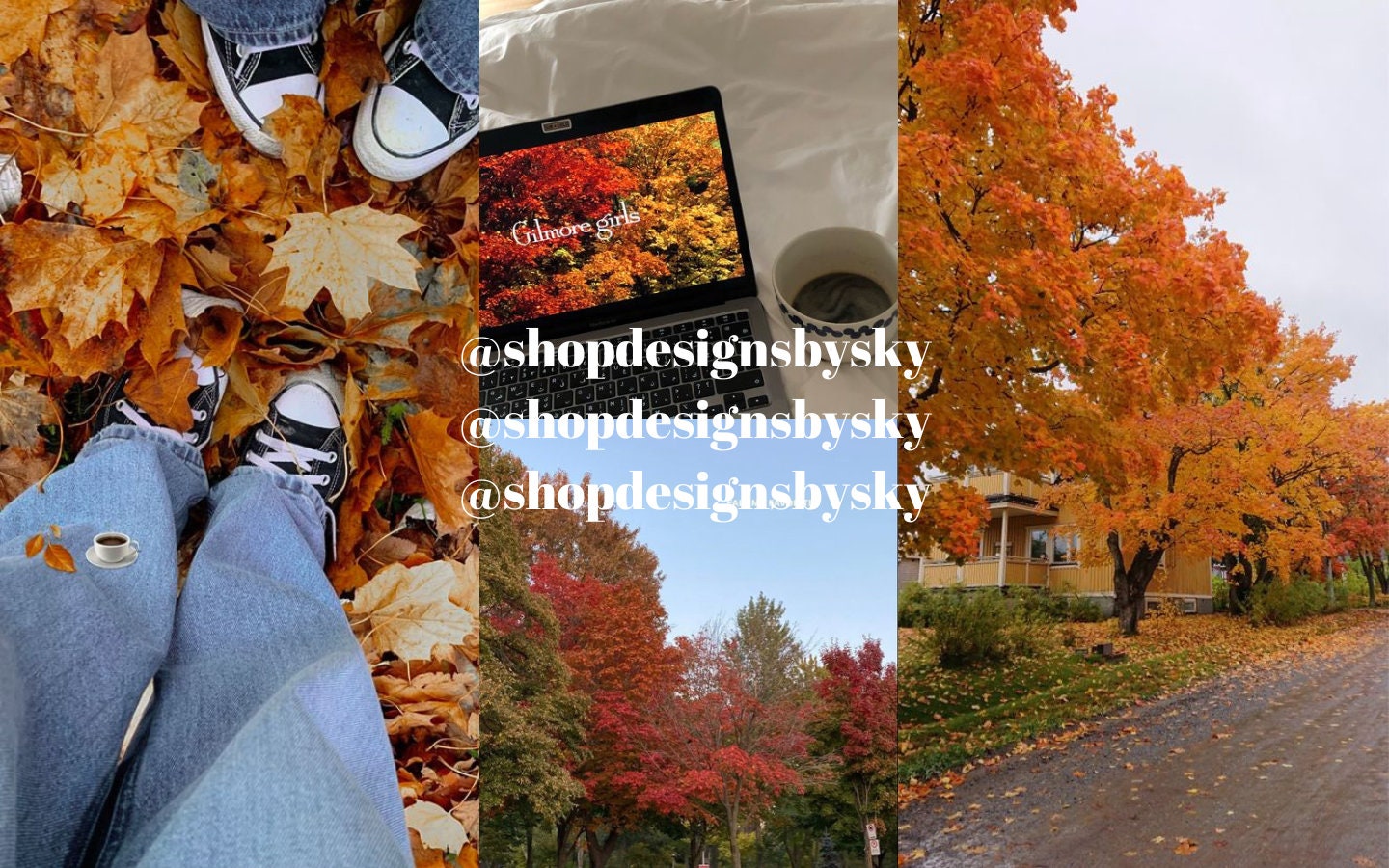 Inspired Fall Leaves Aesthetic Collage Laptop, Desktop & iPad Wallpaper Background Screen Saver, Autumn Fall Season Aesthetic