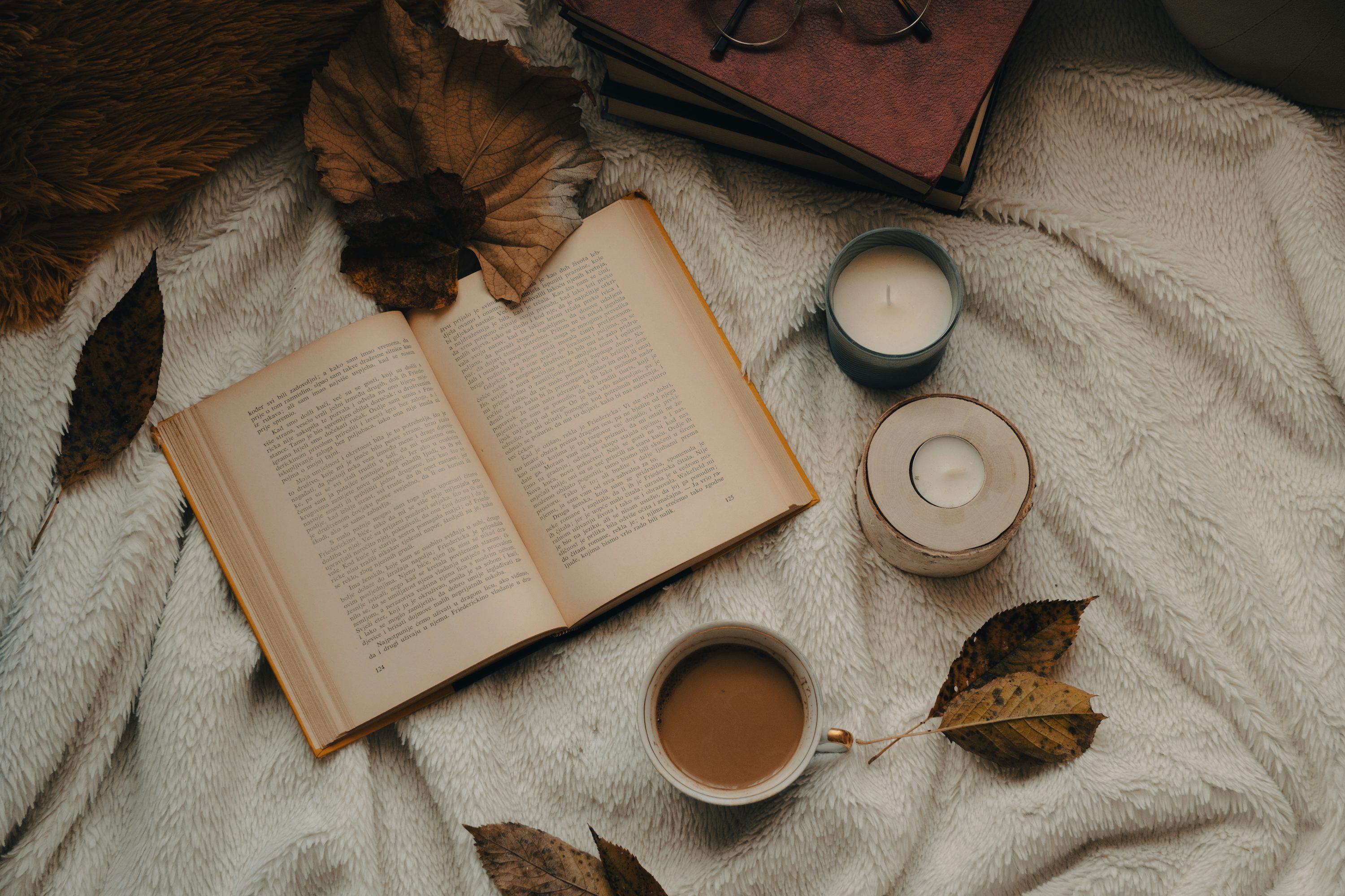two cups of coffee on a blanket photo
