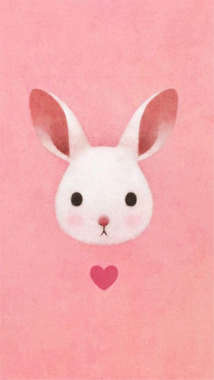 Cute Lovely Pink Rabbit Drawing Art