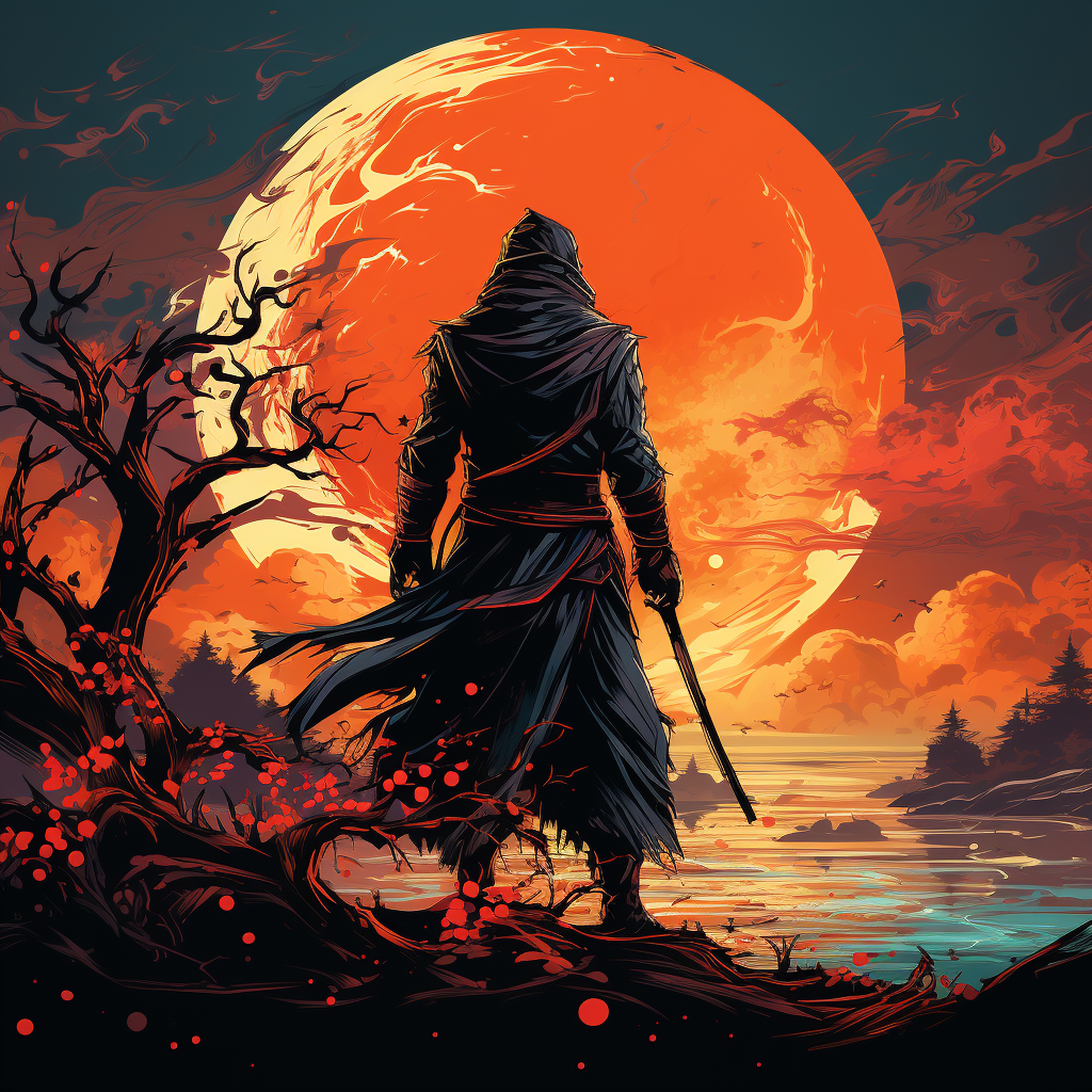 fire moon ninja sick scary wall paper