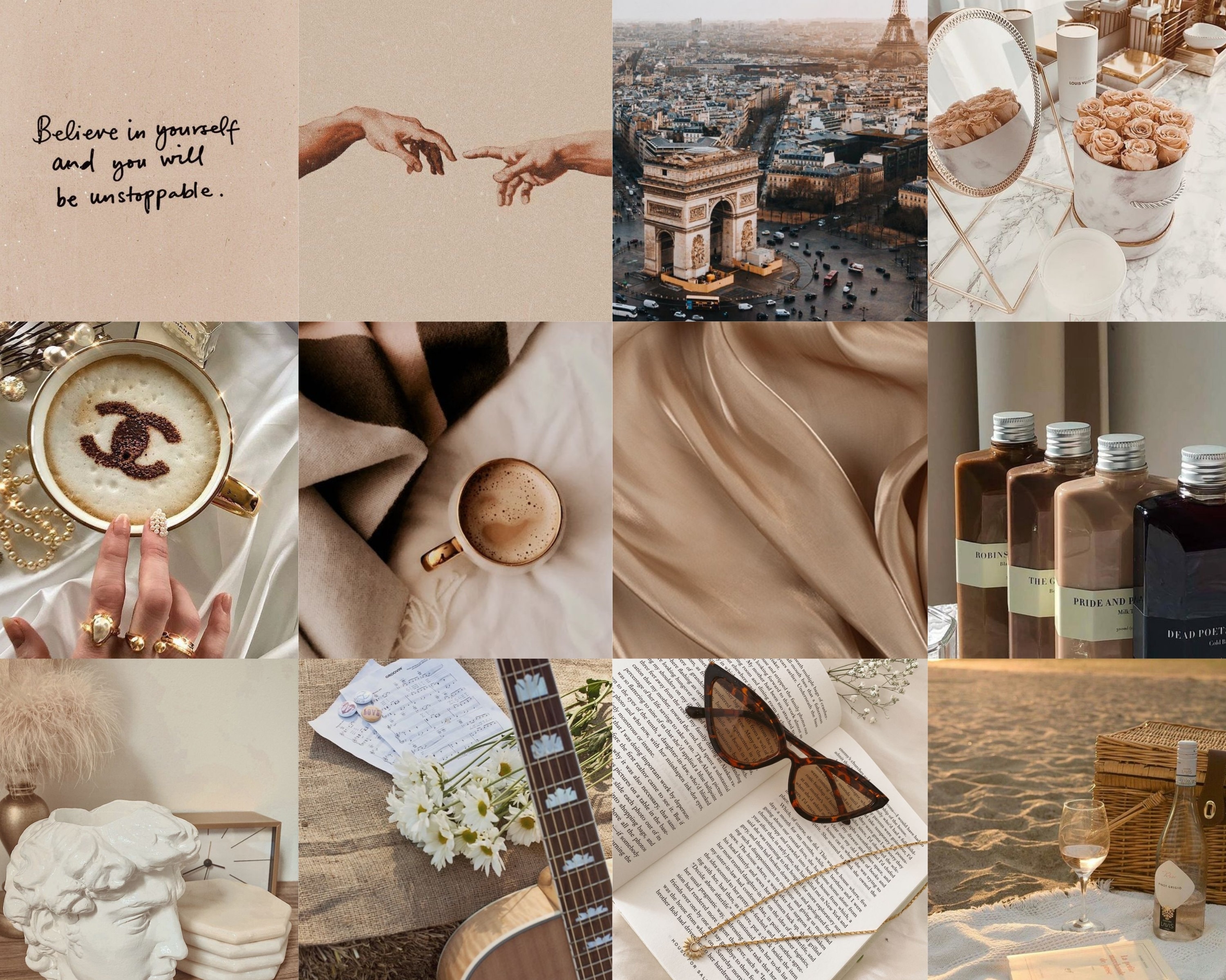 Brown Beige Aesthetic Collage Wall Kit