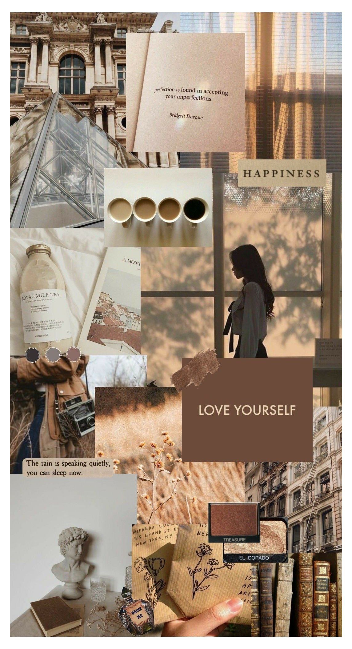 Beige Collage Aesthetic Wallpaper