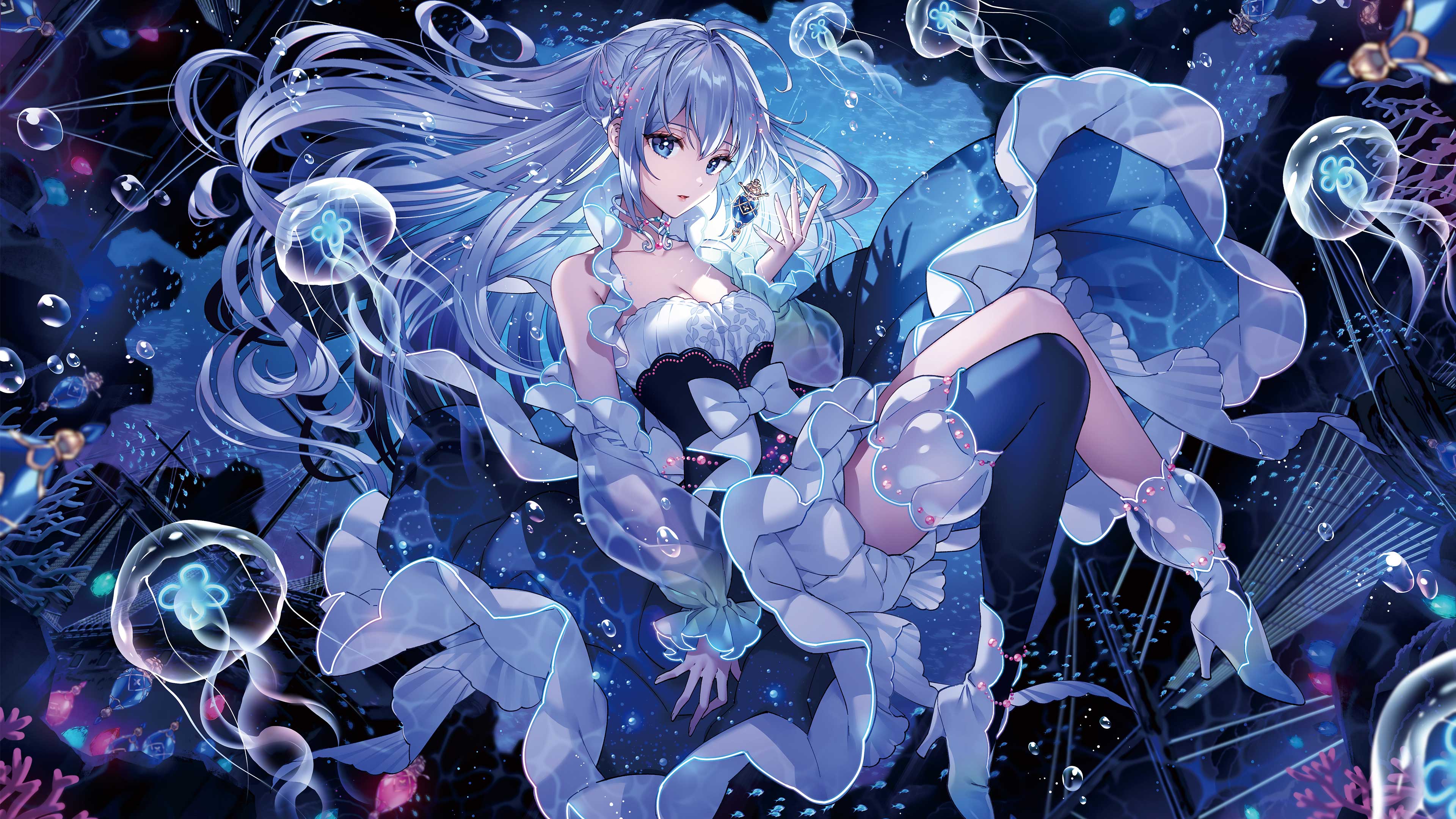 anime, anime girls, jellyfish
