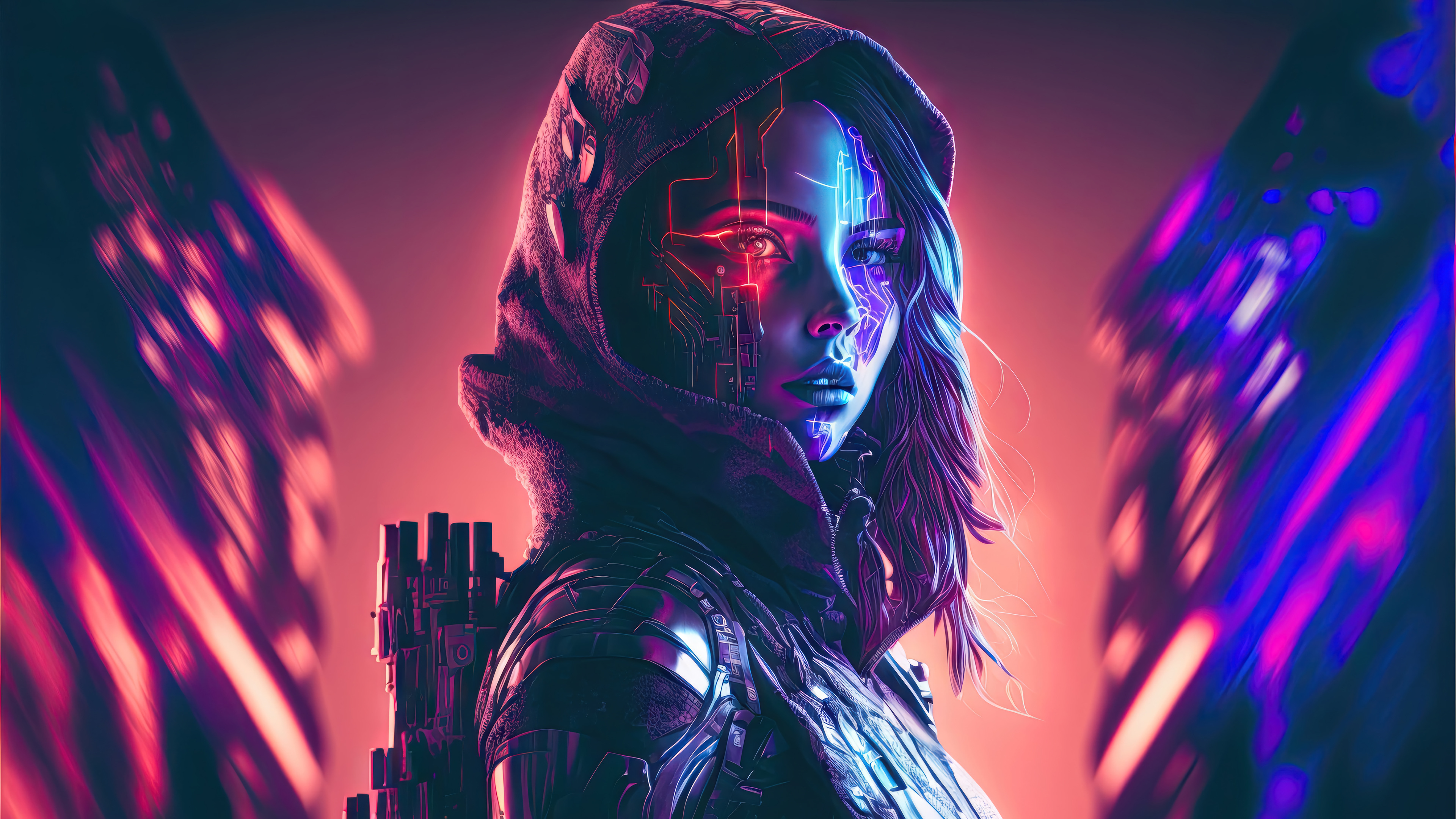 Cyberpunk Girl Digital Art Wallpaper 4K