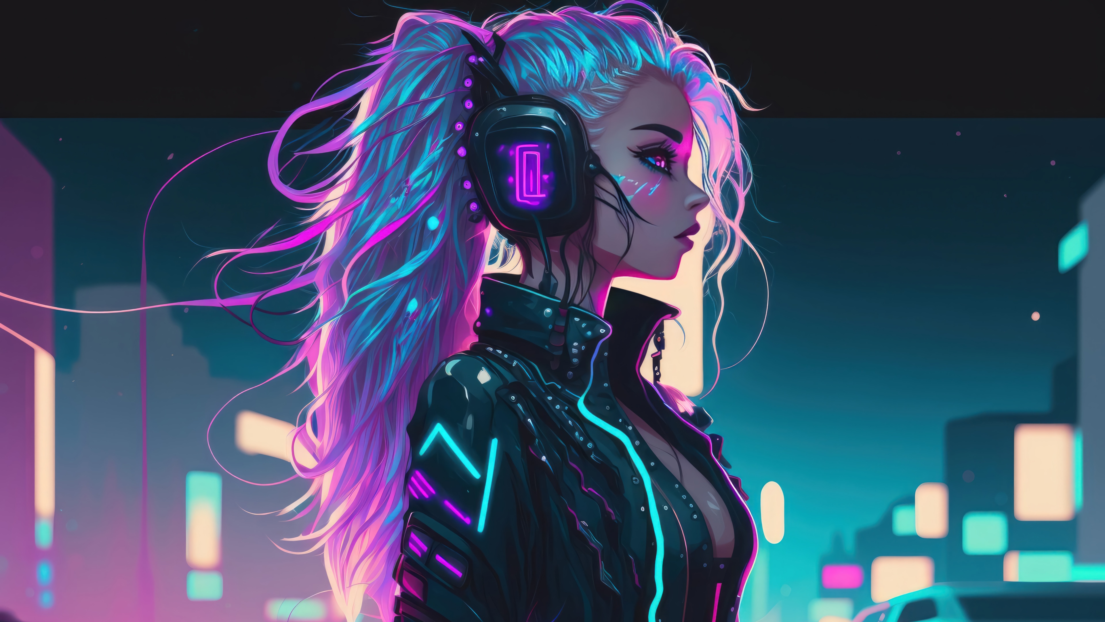 Wallpaper Girl, Art, Sci Fi, Cyberpunk