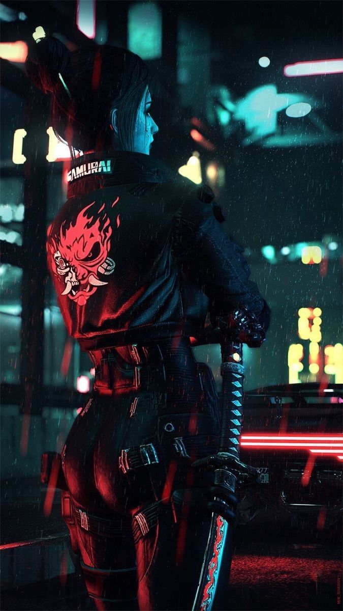 Neon Cyberpunk Style Girl Wallpaper