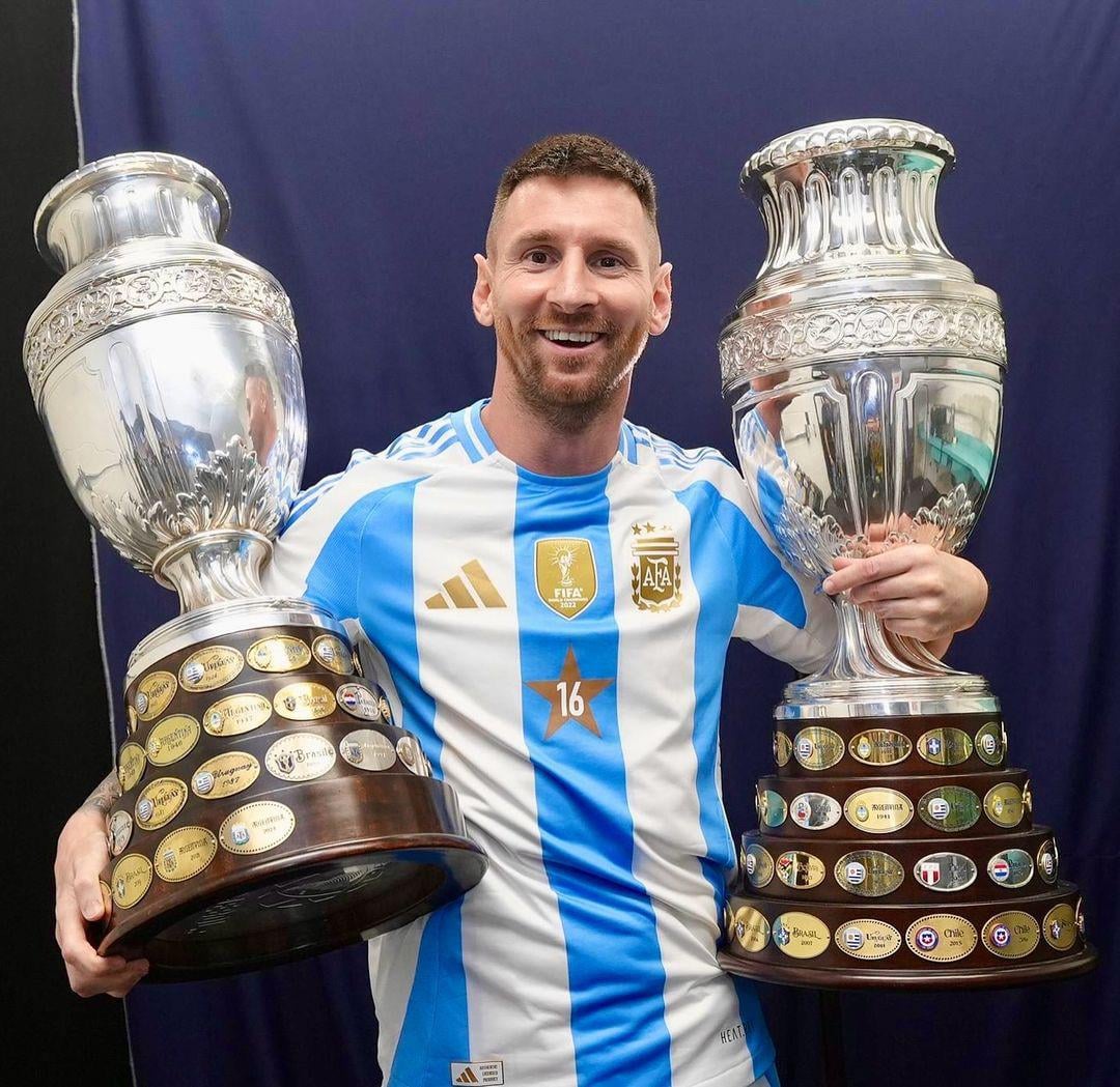 Lionel Messi with his two Copa America