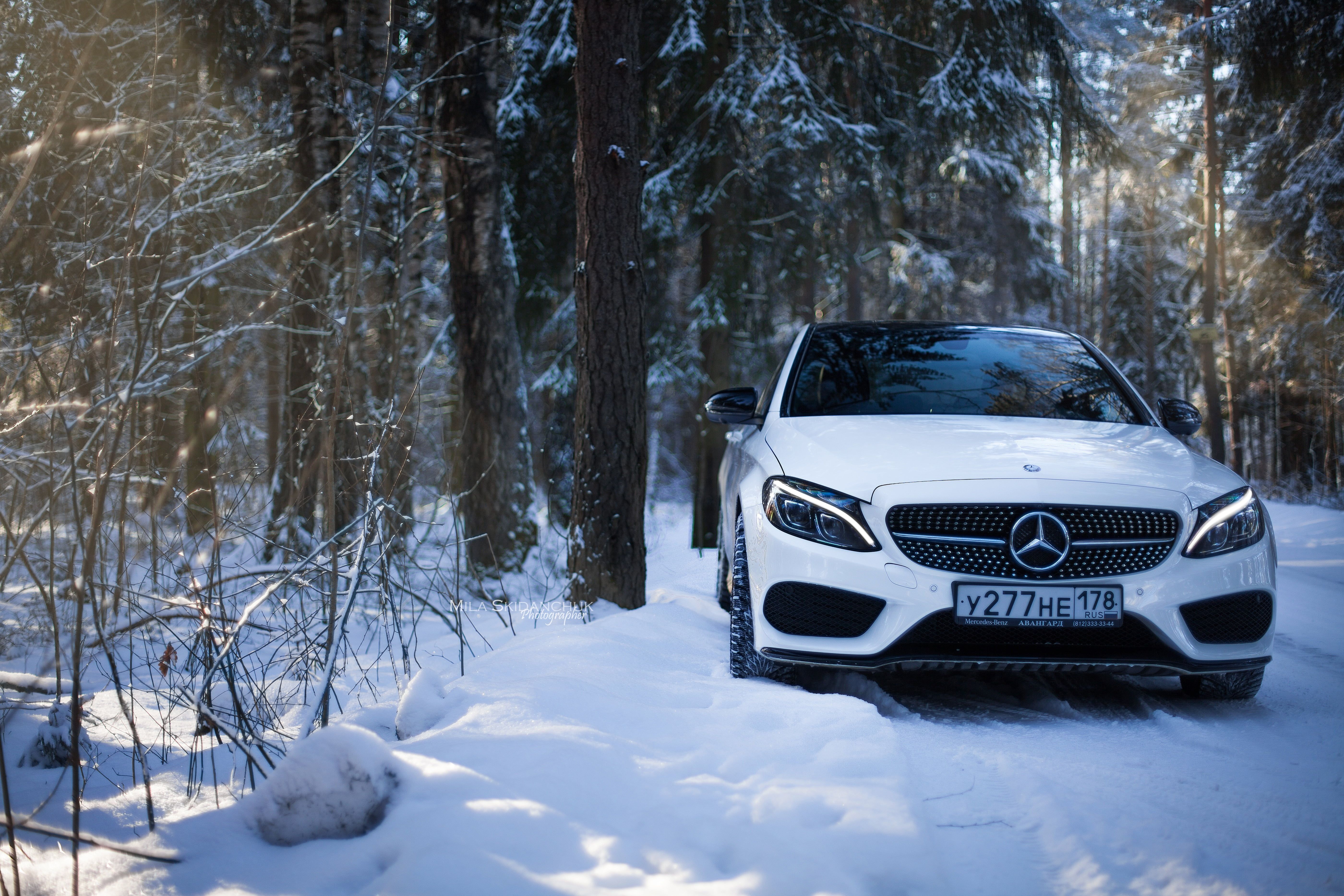 HD Wallpaper: White Mercedes Benz C