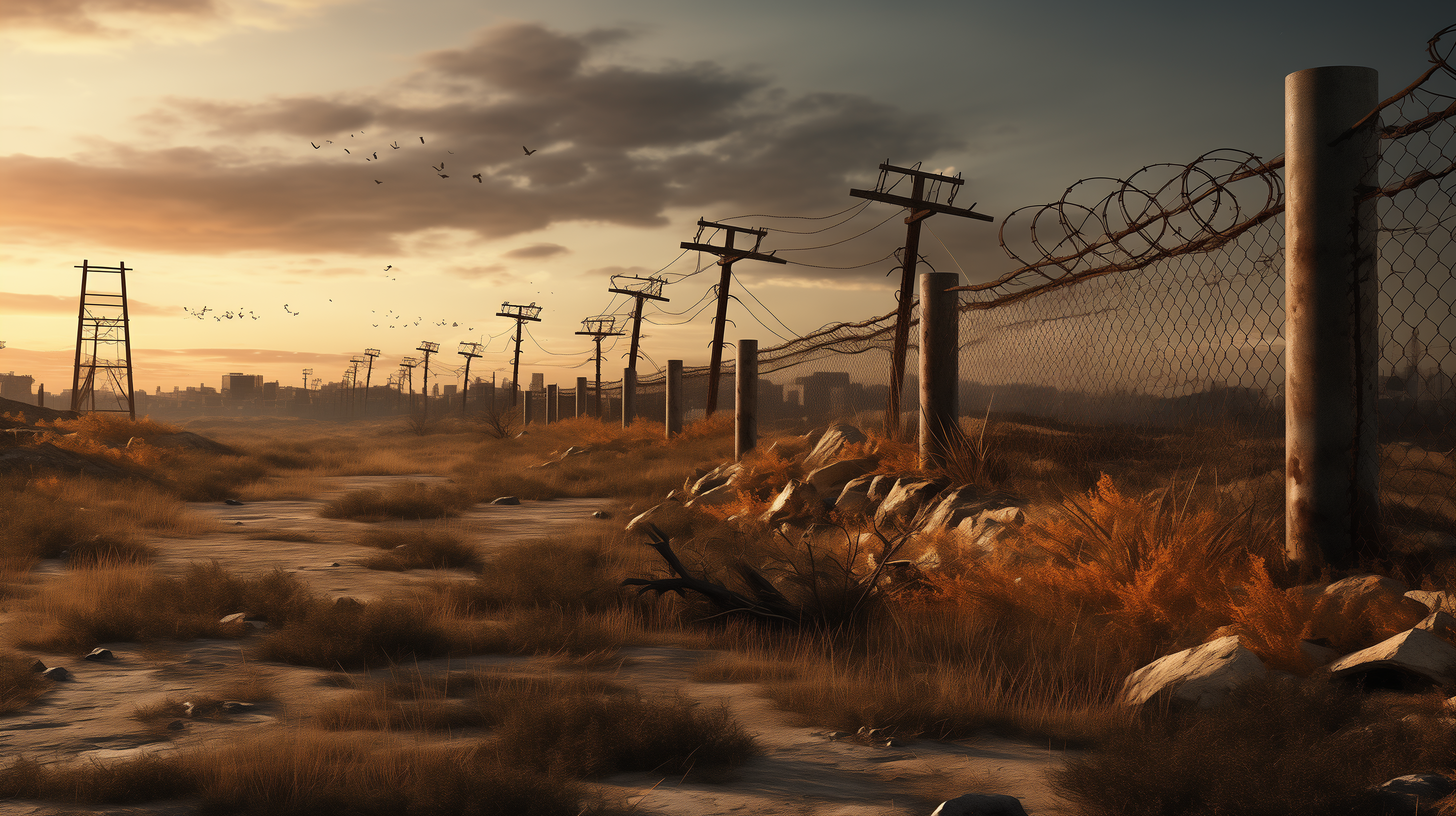 Post Apocalyptic Landscape With Fence