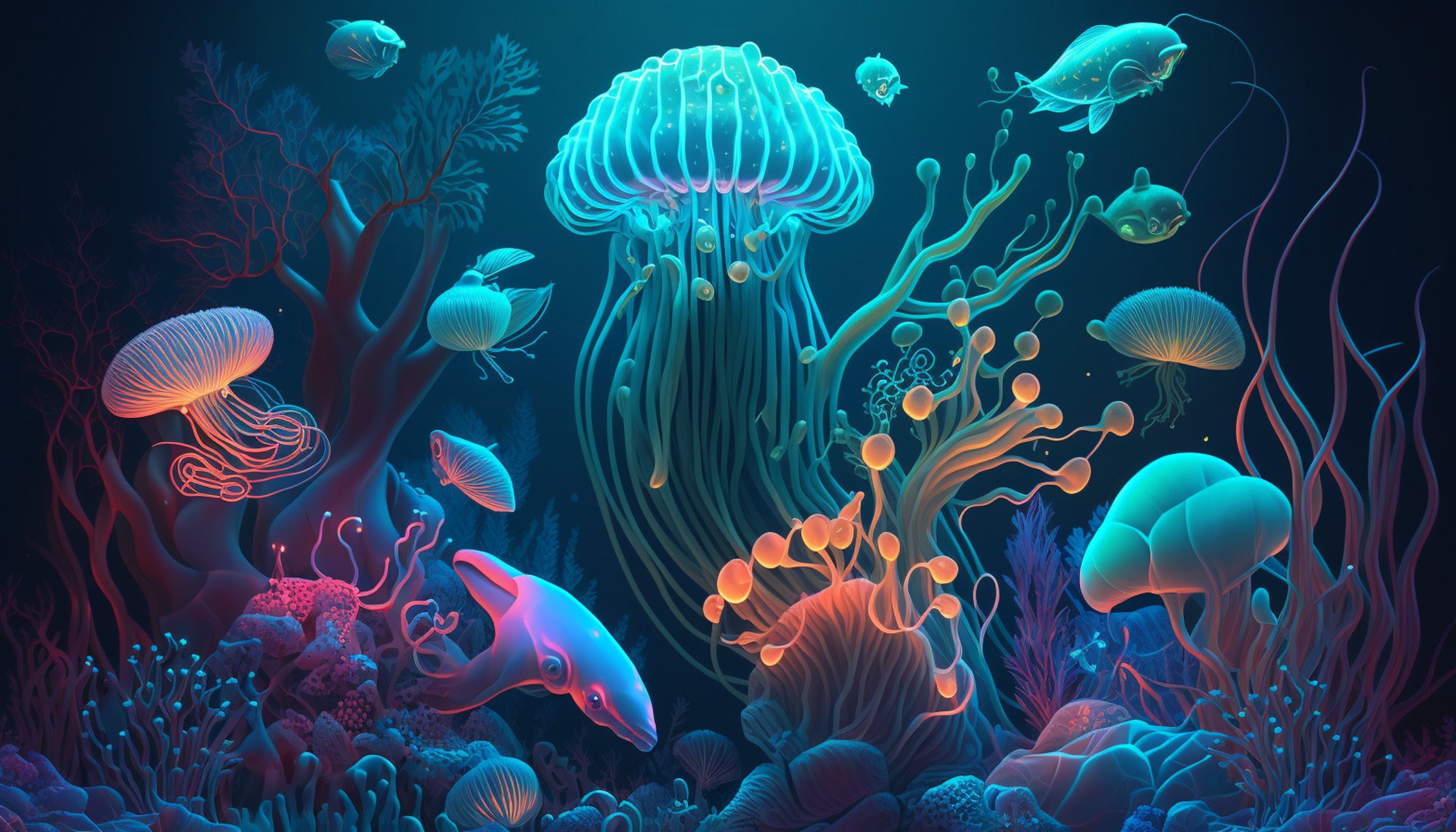 Coral Reef Jellyfish Psychedelic