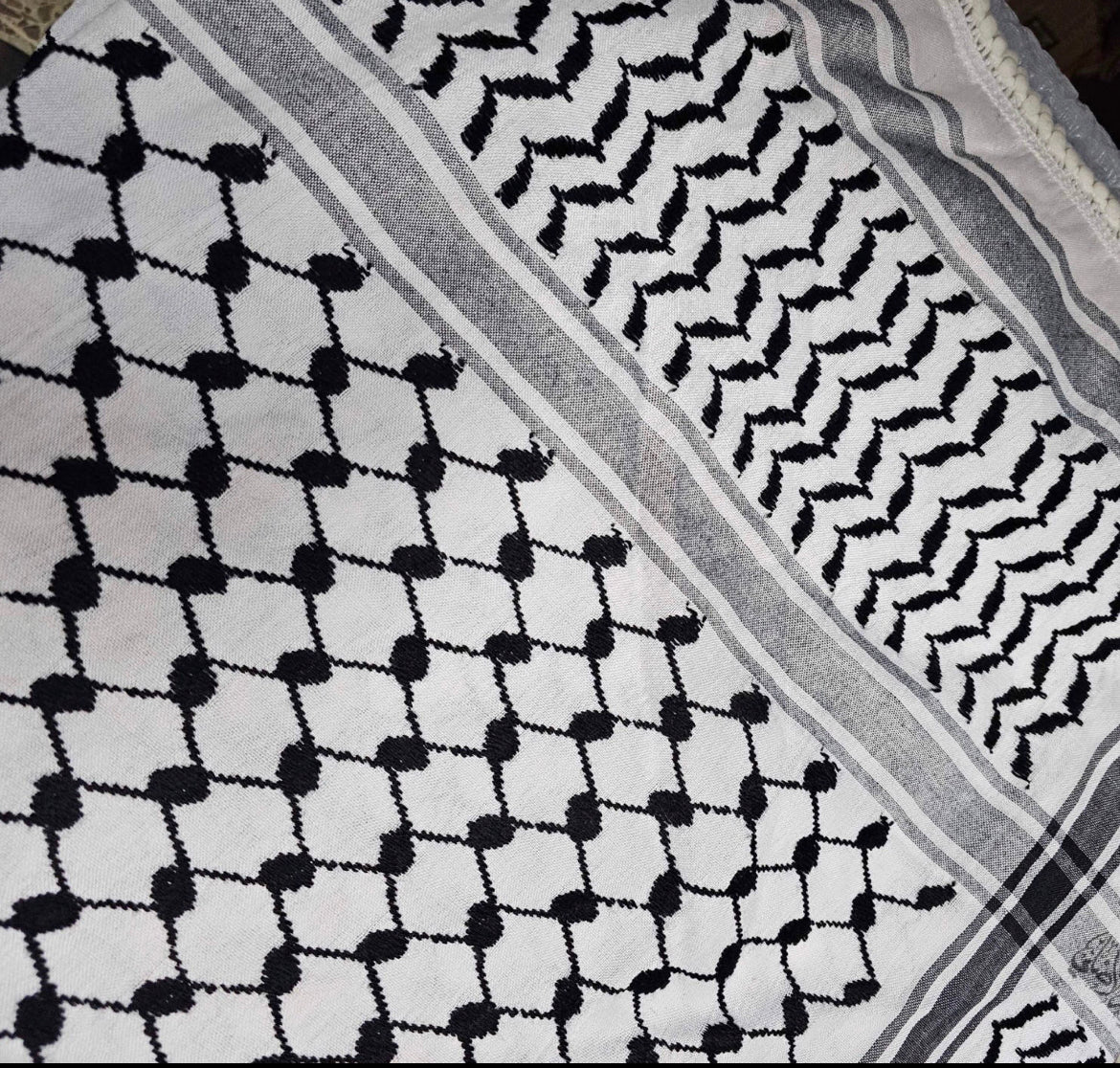 Kufiya Keffiyeh Black White 127x127 Cm