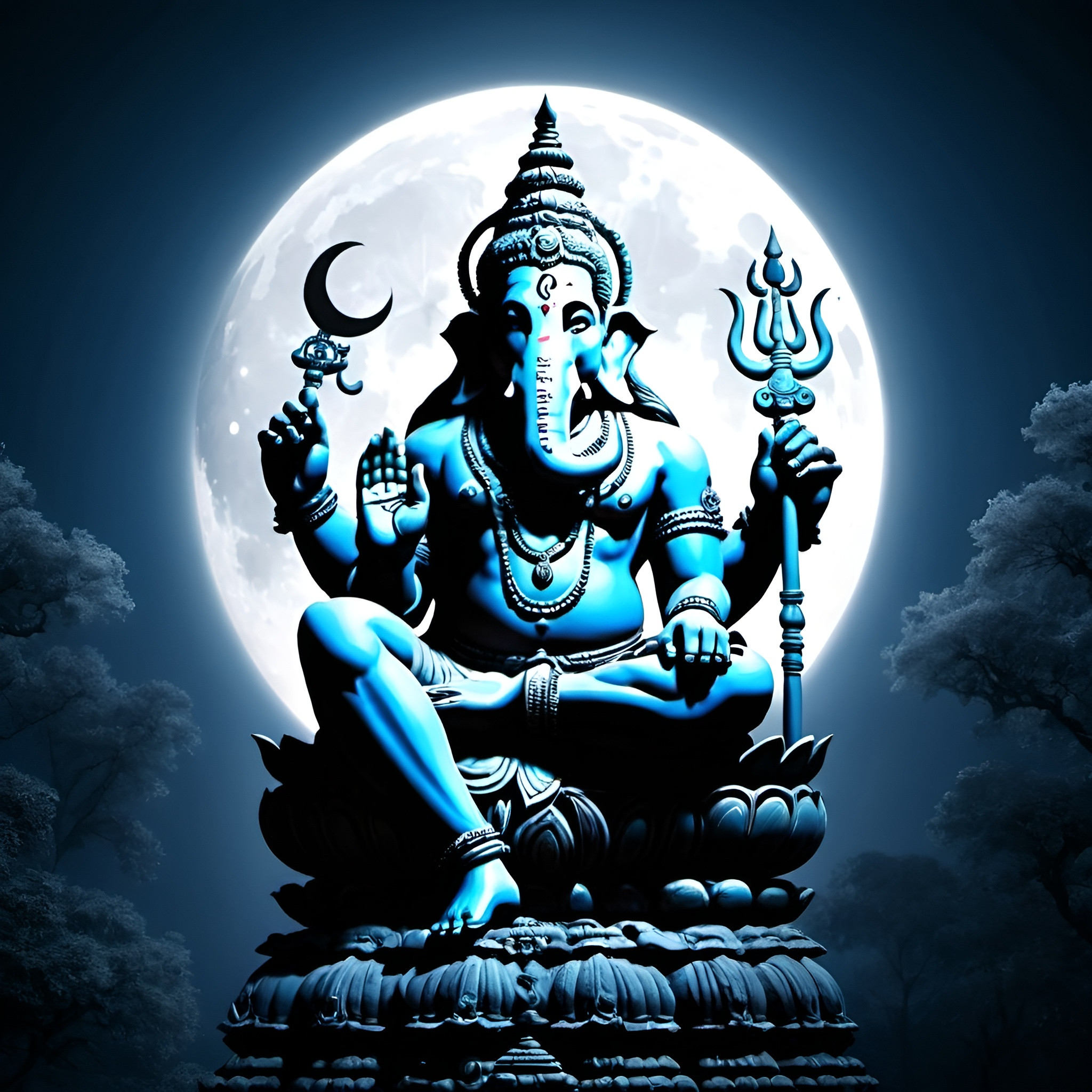 Shiva and Ganesh. Wallpaper 4k