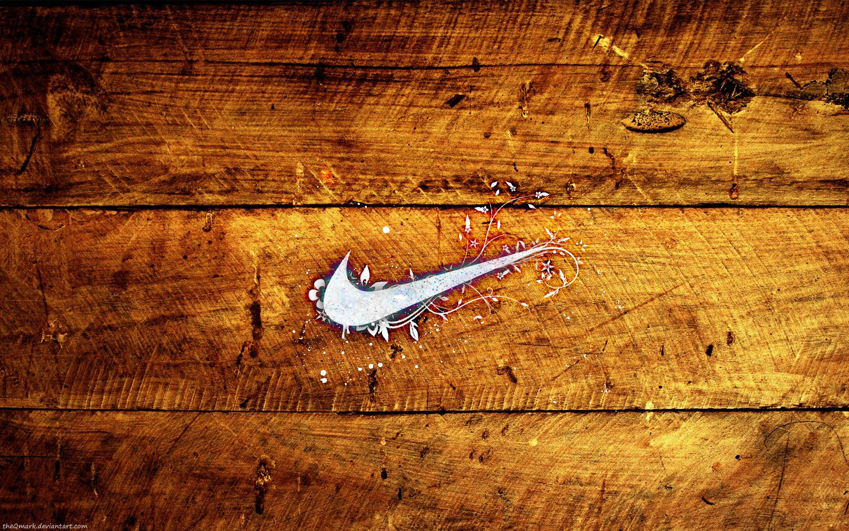 Nike HD Wallpaper: Bold Design on Wood