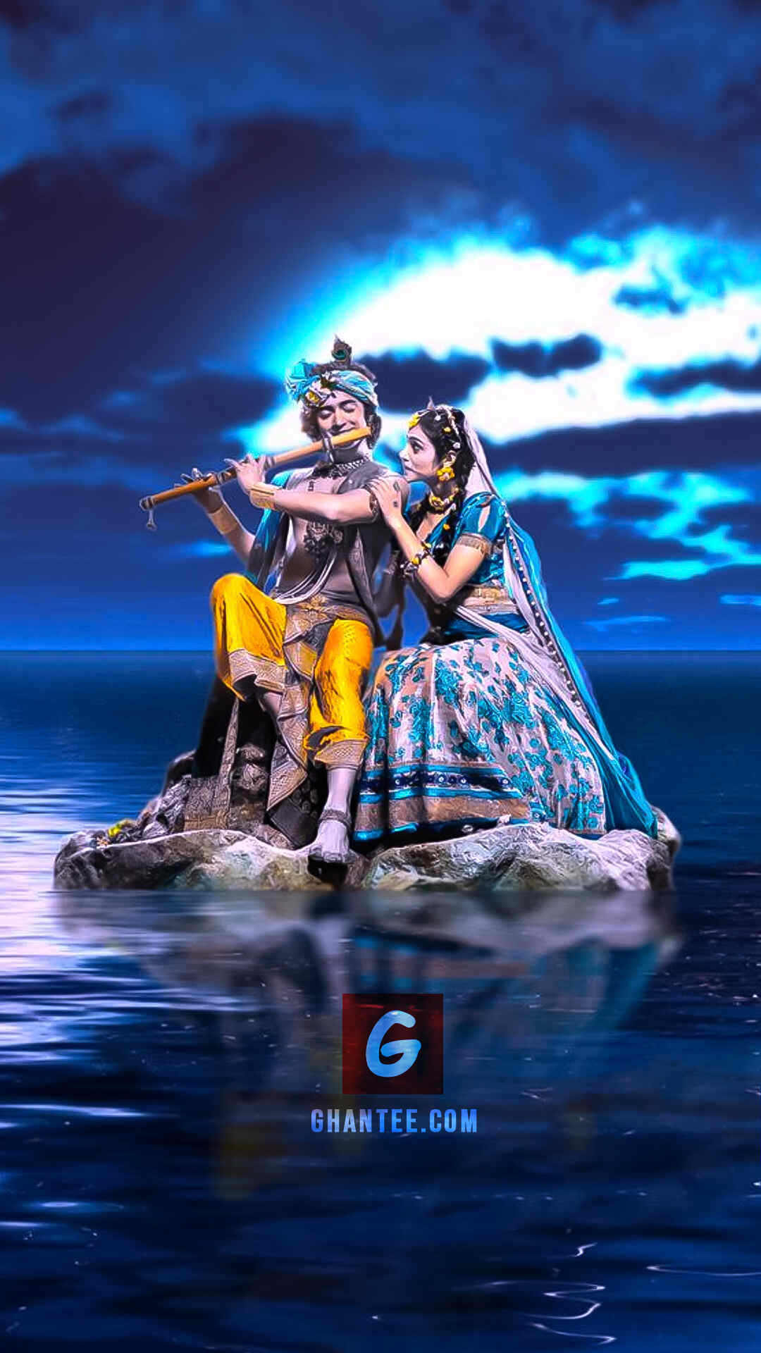 magical night radha krishna mobile wallpaper