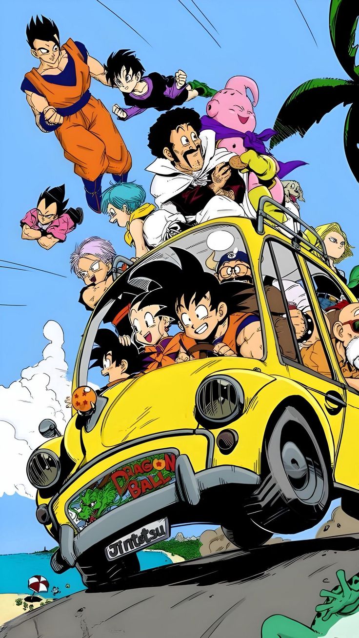 Wallpaper goku, car, dragon ball