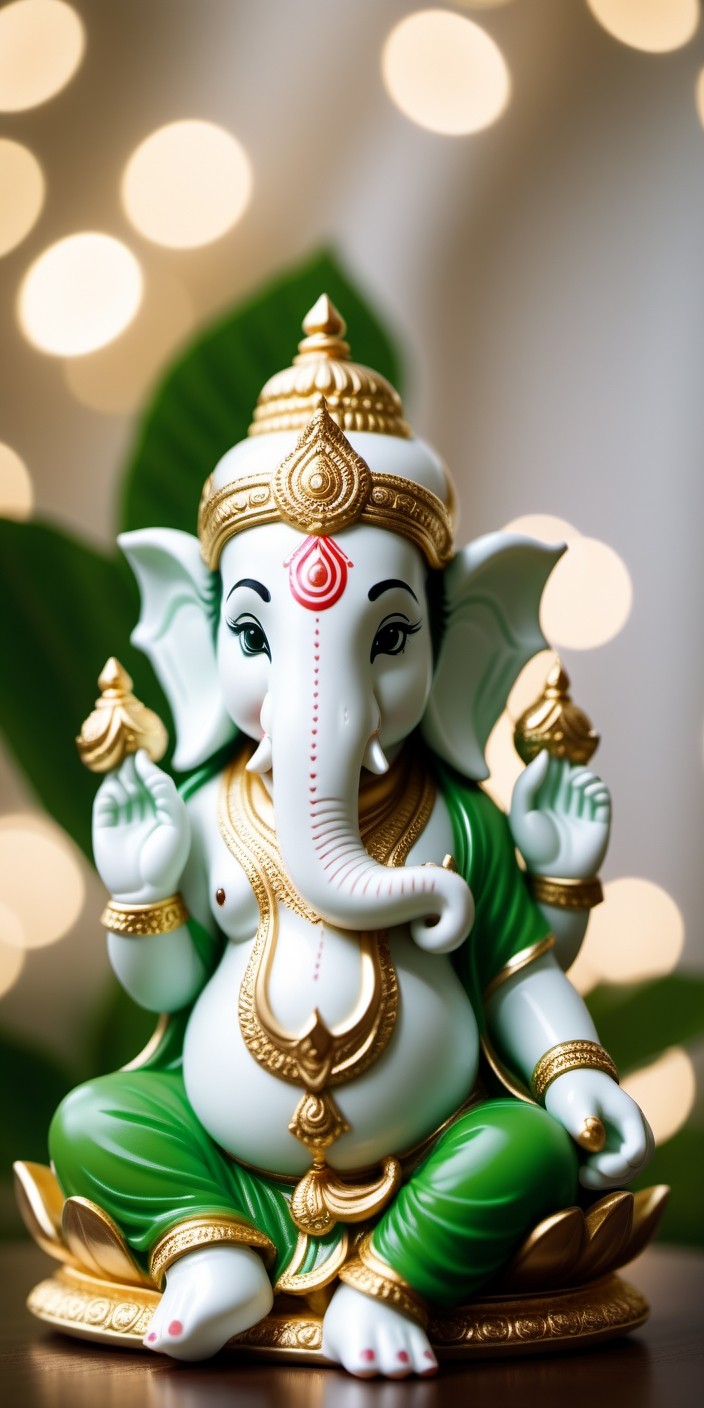 Green White Ganesha Wallpaper. Stable