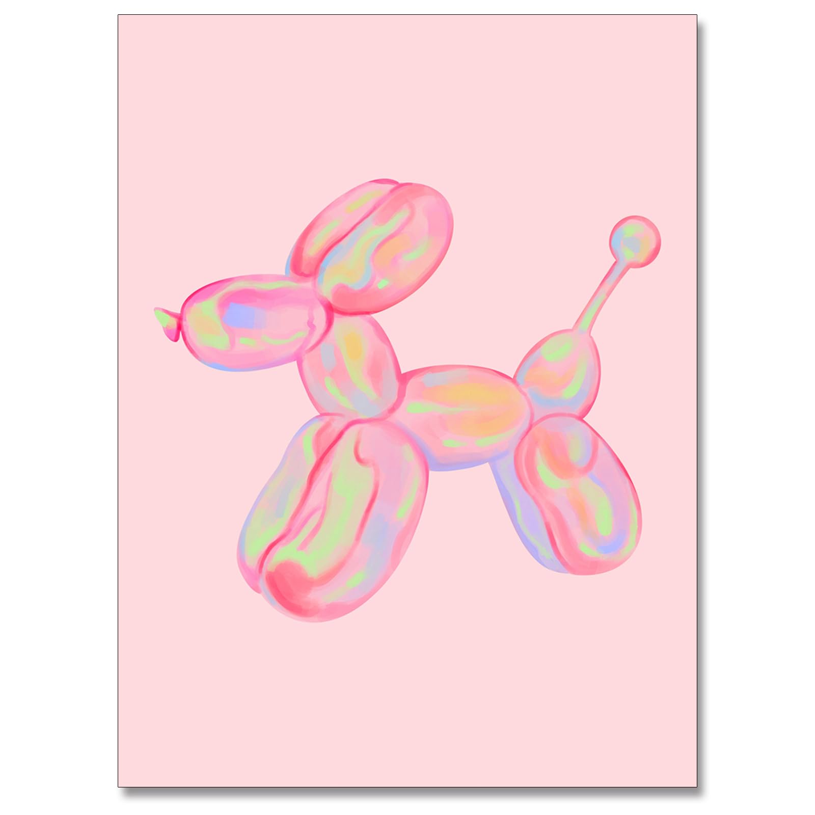 Retro Wall Art Trendy Cute Posters for Room Aesthetic Preppy Wall Art Maximalist Pink Balloon Dog Poster Watercolor Funny Animal Art Painting Picture Girls Bedroom Decor 12x16in Unframed: Posters & Prints