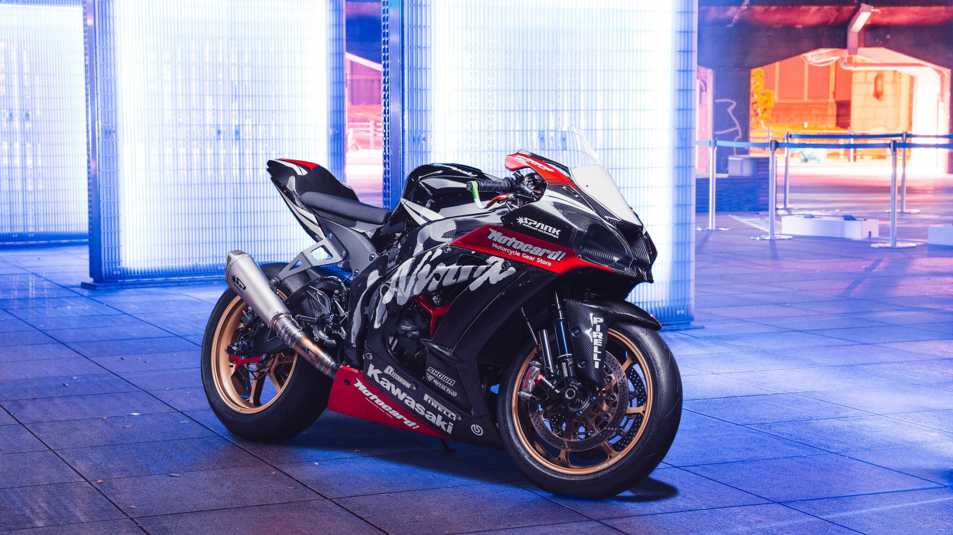 Download wallpaper 1366x768 kawasaki
