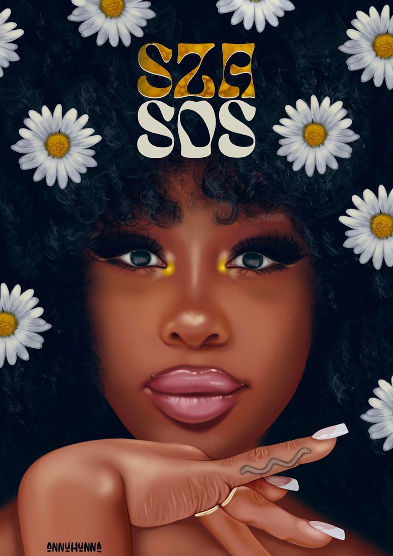 SZA SOS Illustrative Poster Wallpaper