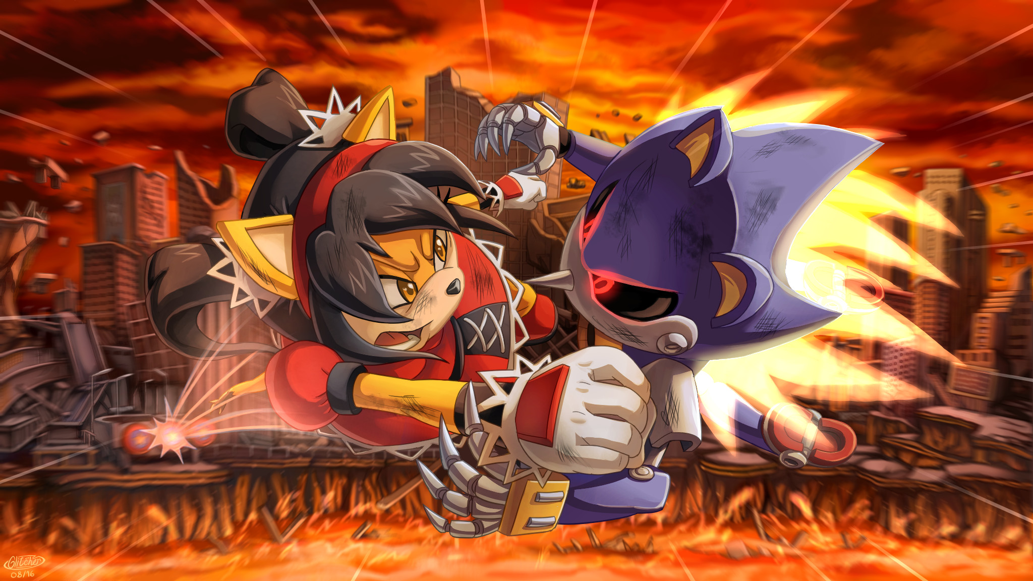 Cool wallpaper of Metal Sonic and Honey the Cat