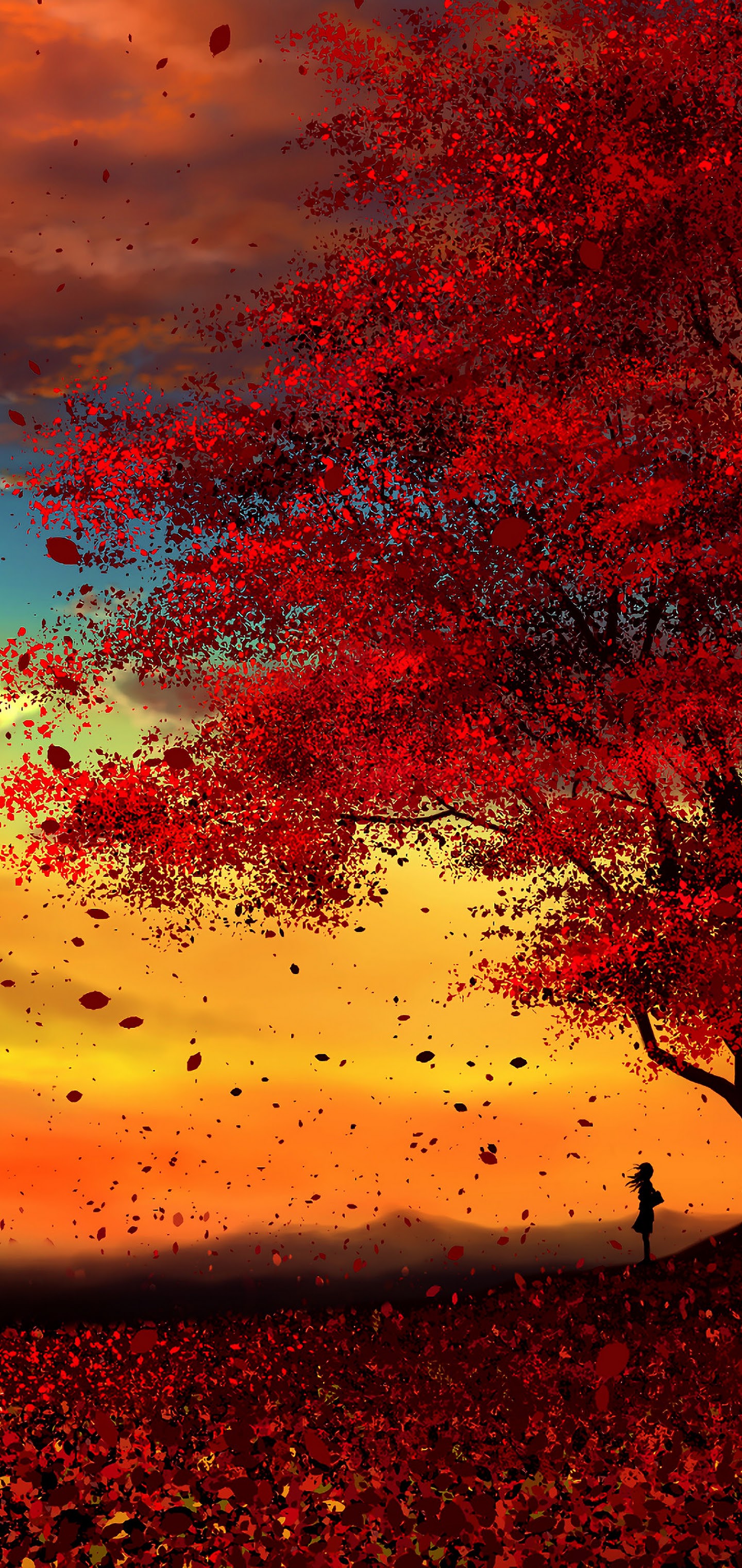 Anime Autumn Scenery Sunset 4K