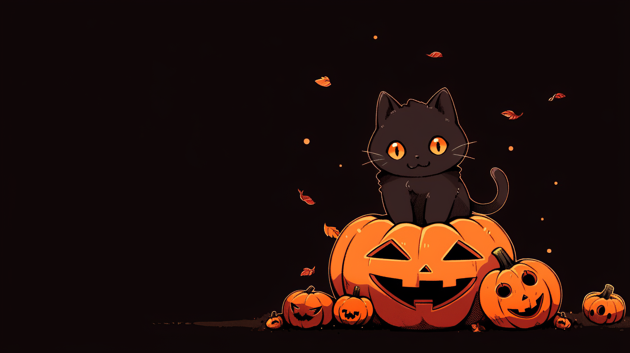 Halloween Black Cat on Pumpkin HD Wallpaper