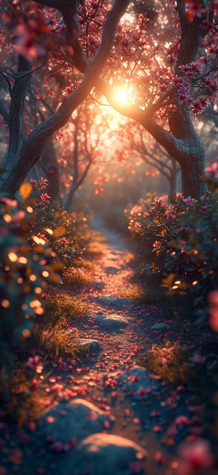 Enchanting Sunset Forest Path