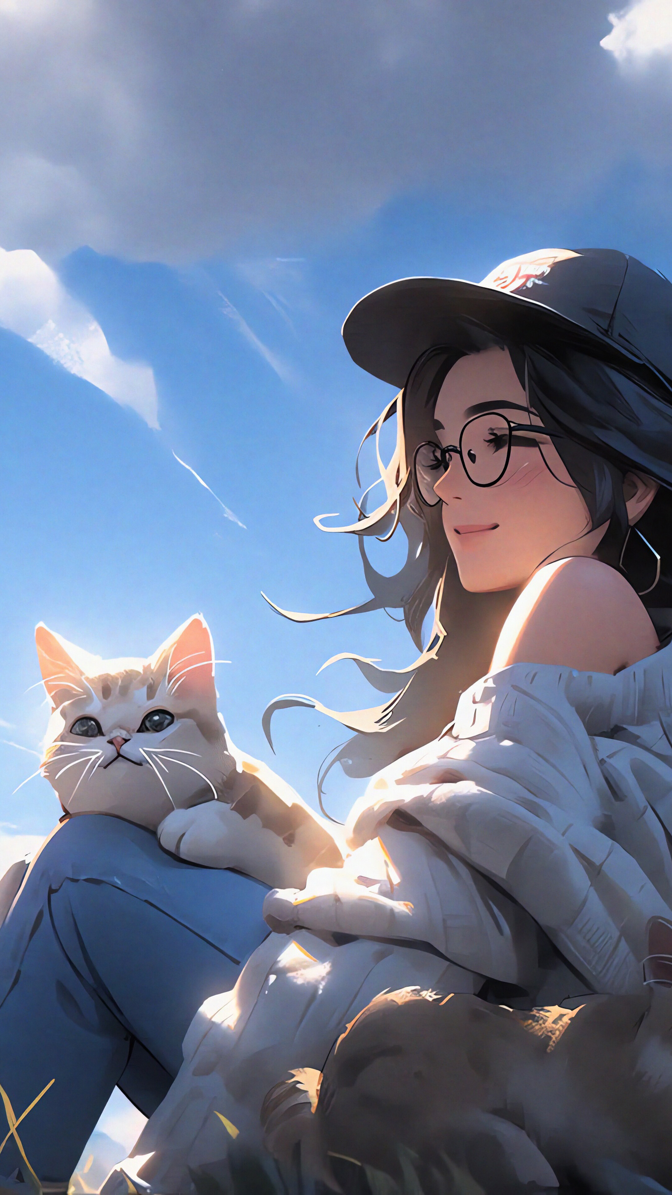 with Glasses Cat 4K Wallpaper iPhone