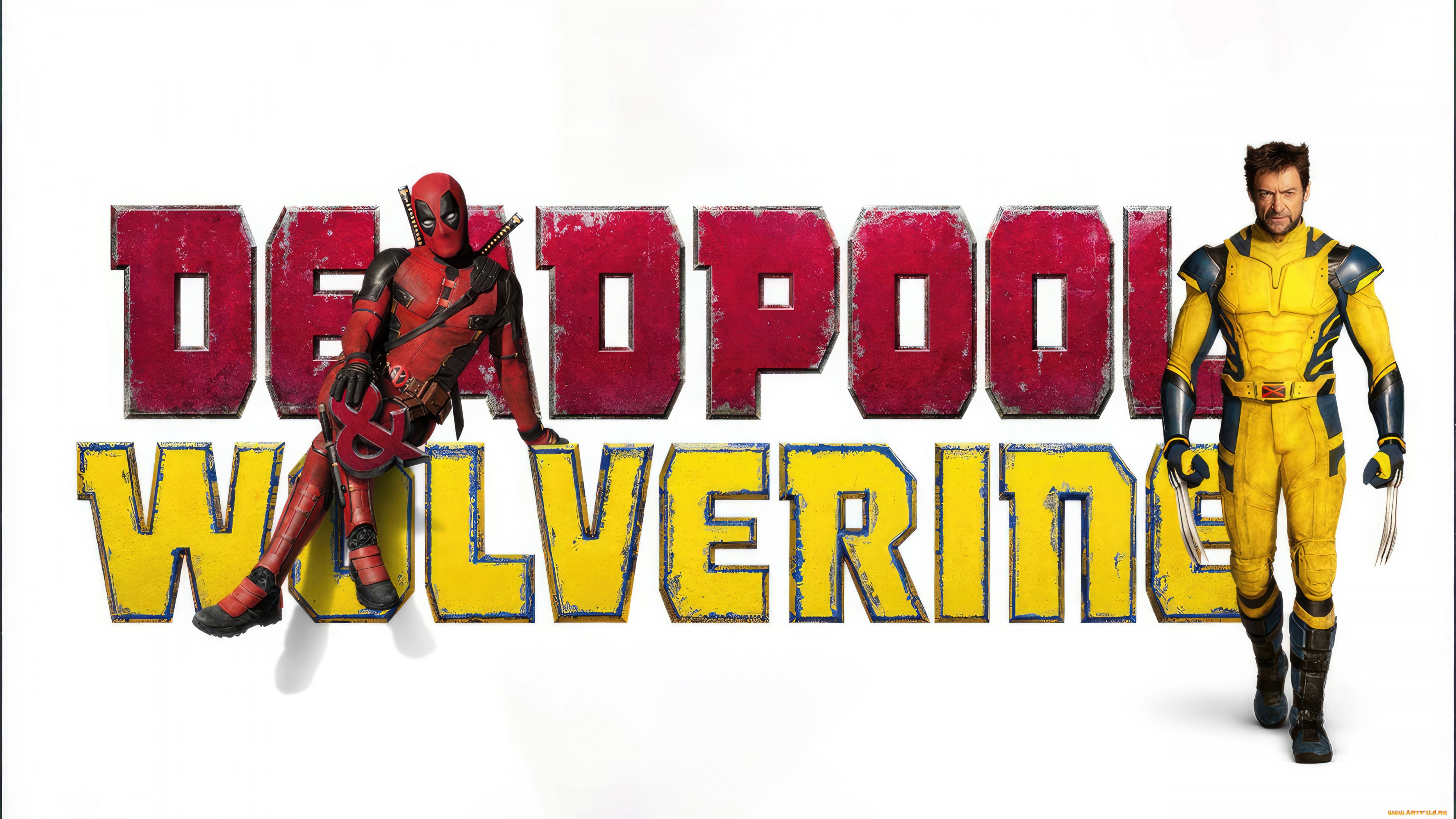 Deadpool & Wolverine Wallpaper 4K, Logo, White background