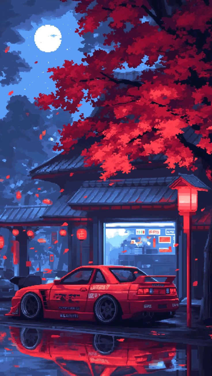 Japanese pixel art wallpaper JDM