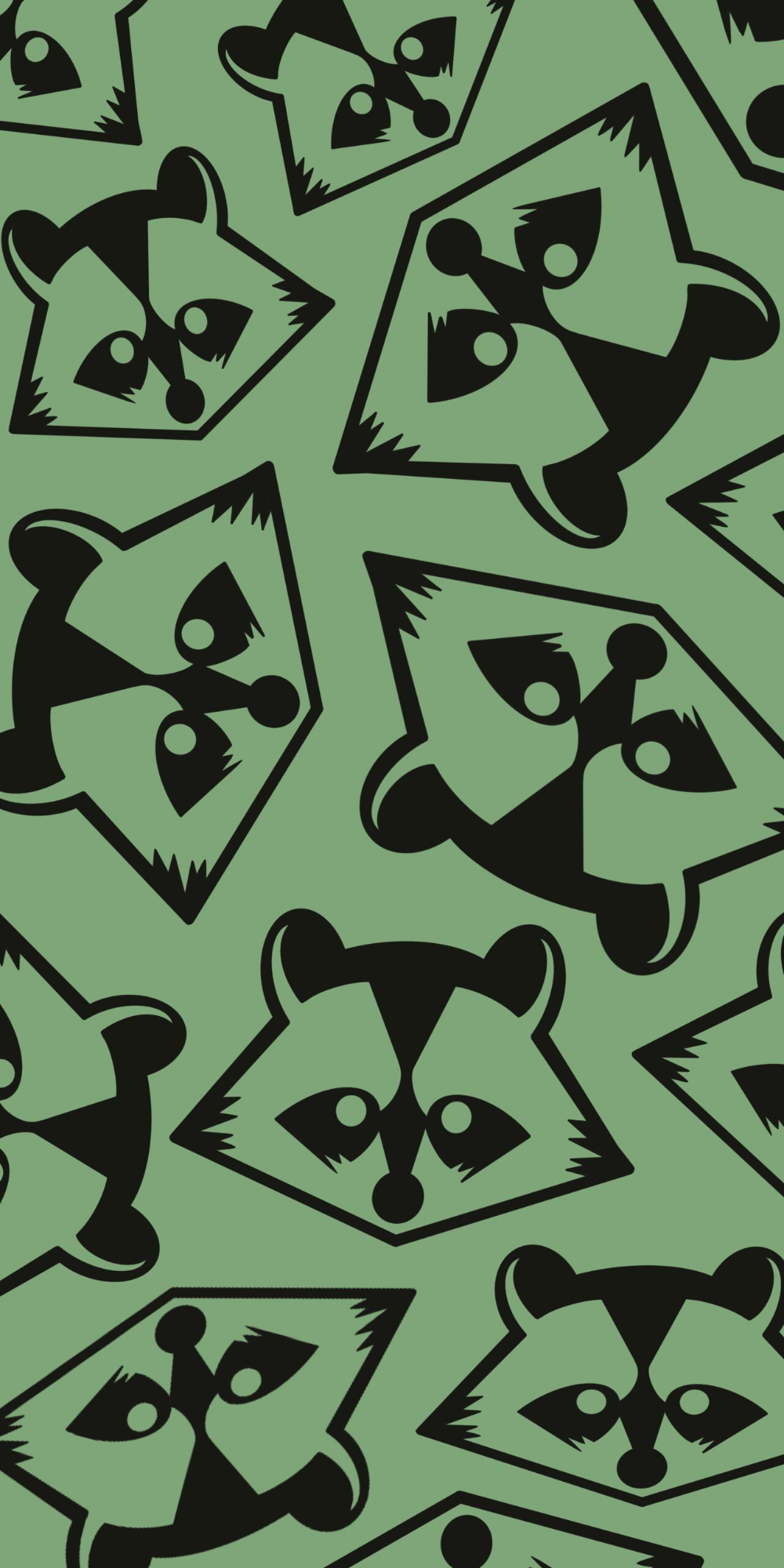 Raccoon Green Monochrome Wallpaper