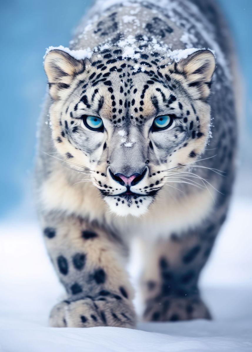 Snow Leopard Pounce' Poster, picture