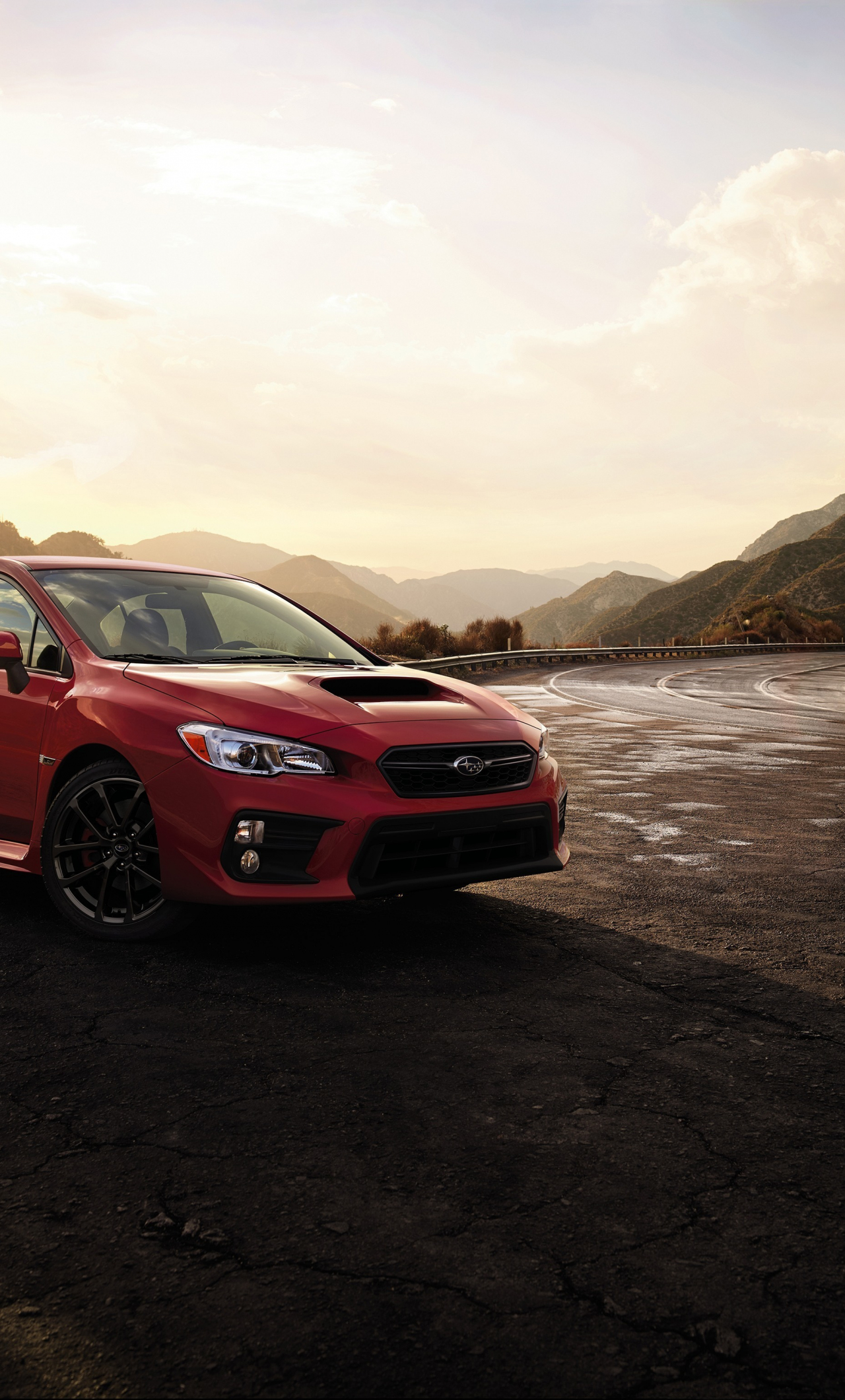 subaru wrx, sports sedan, red car