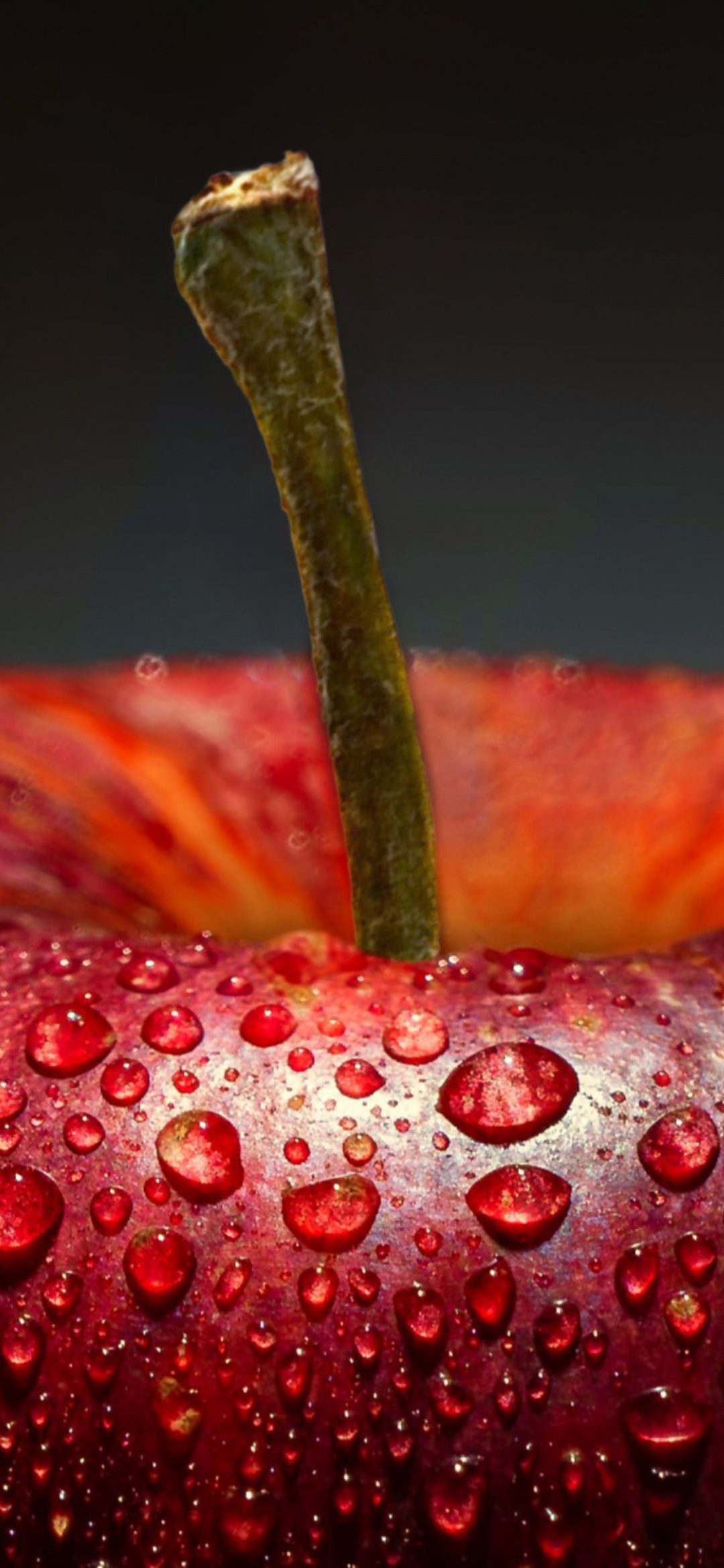 Apple Wallpaper 4K, Macro, Water droplets