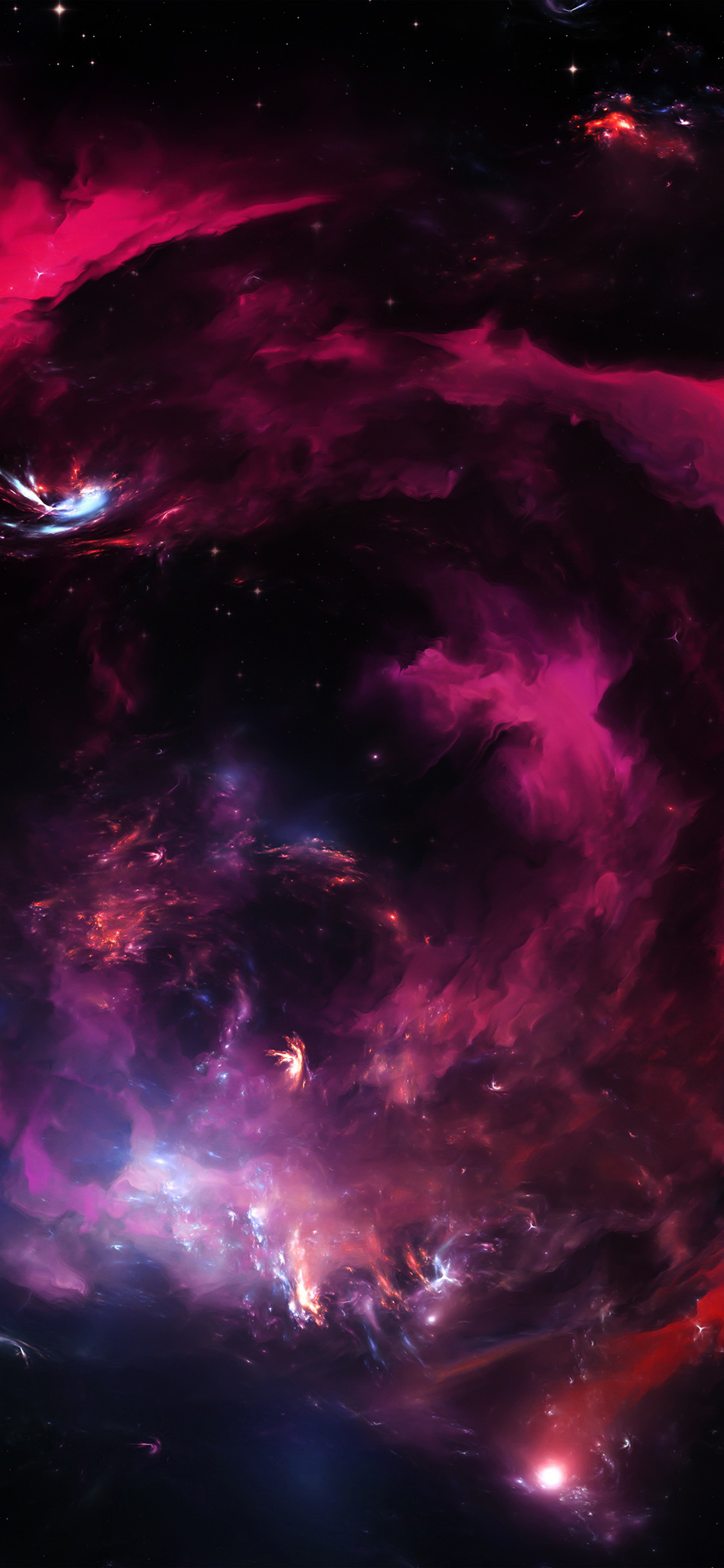 Space Art Star Galaxy Red Pattern