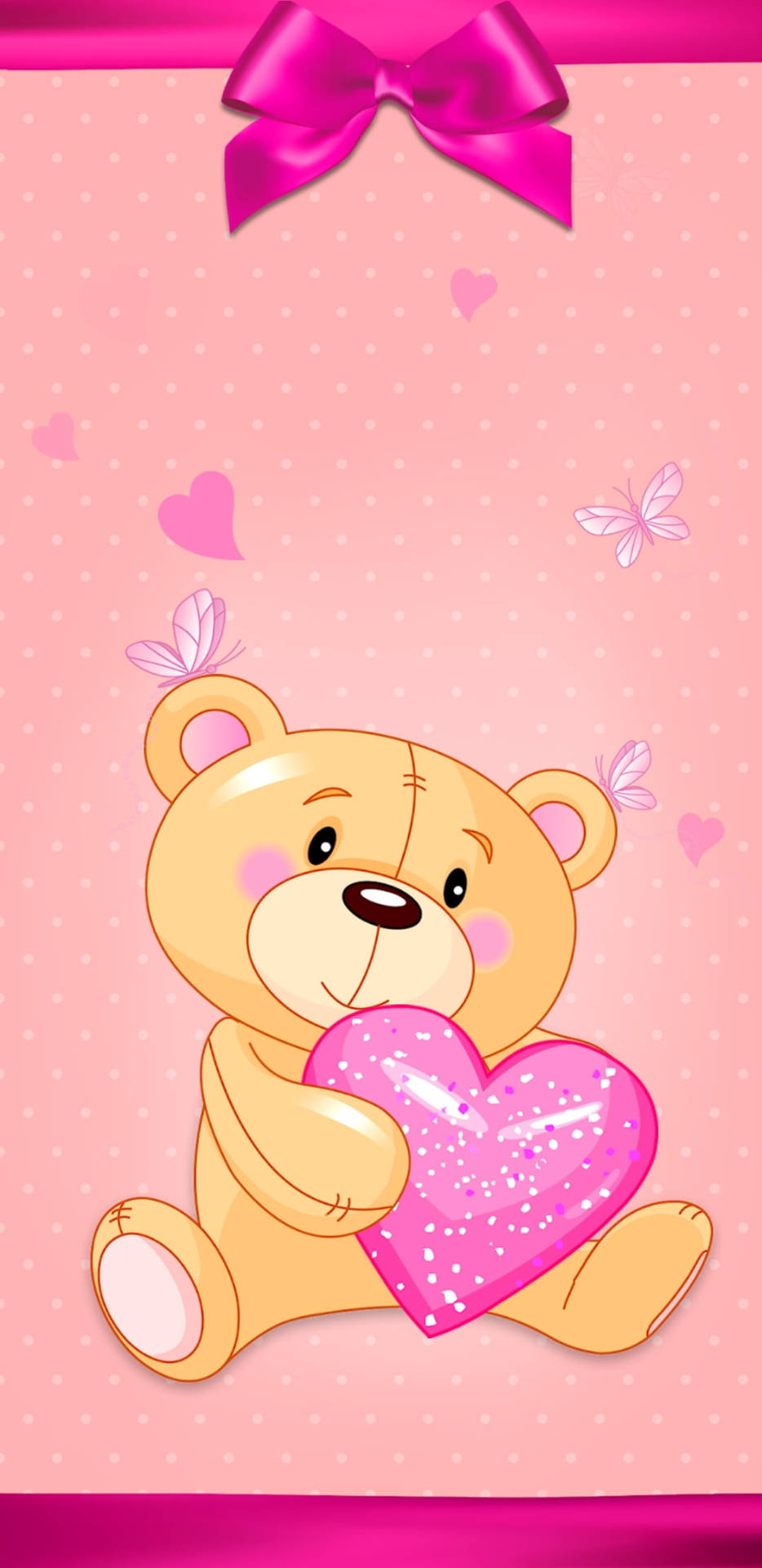 Pink Heart Teddy Bear Wallpaper