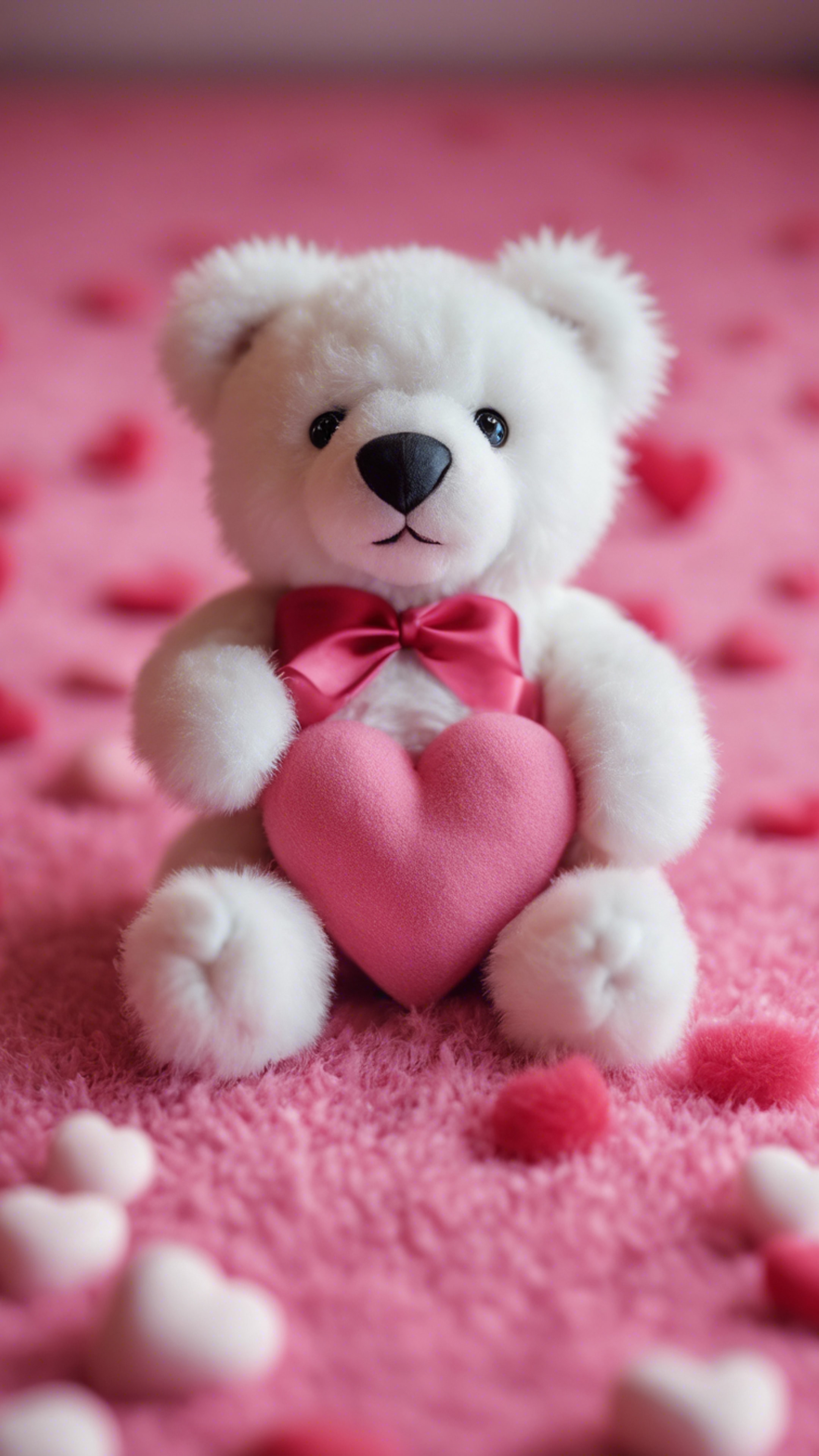 white teddy bear holding a red heart