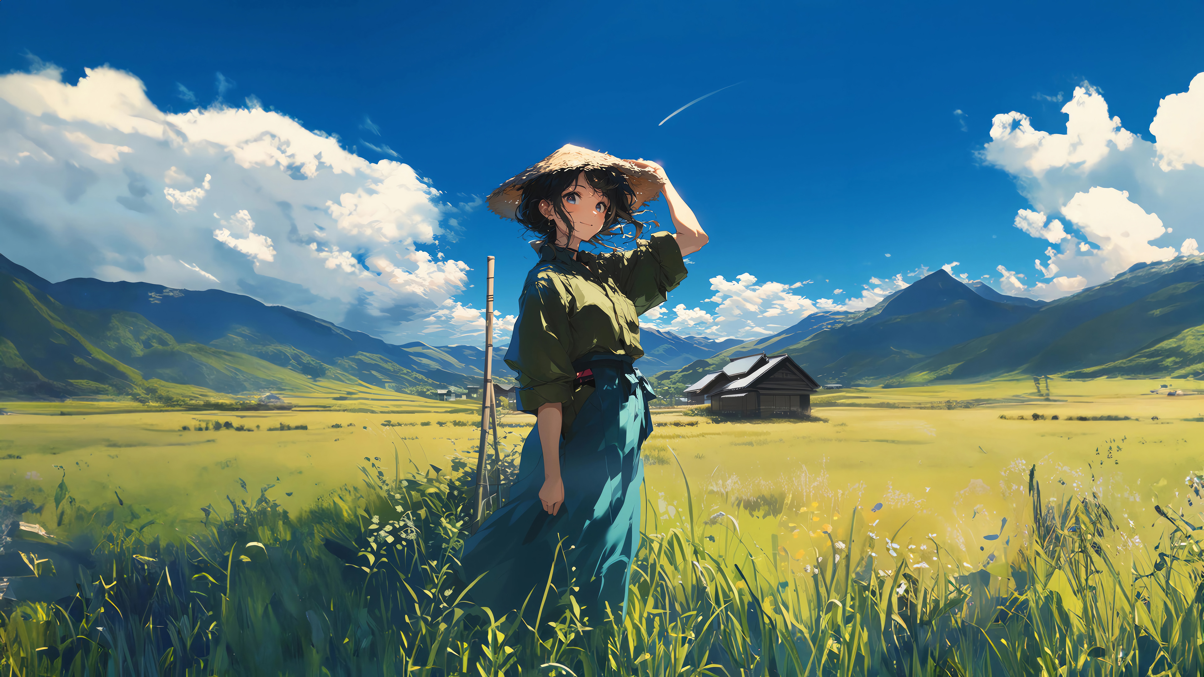Anime Girl Countryside Scenery