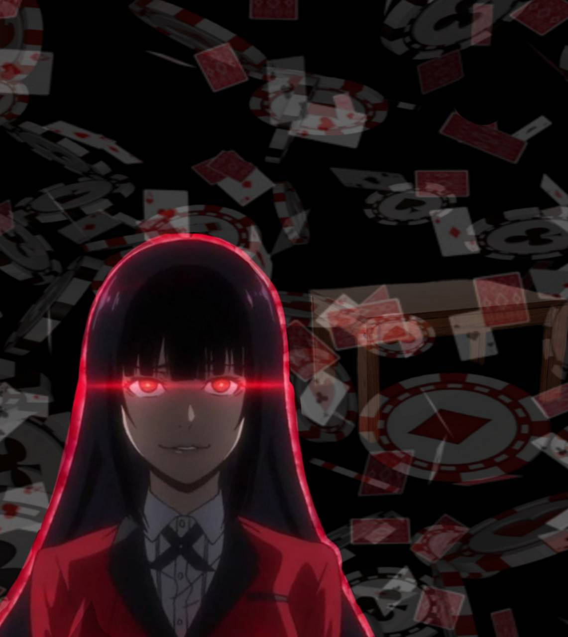 Kakegurui Yumeko With Glowing Red Eyes