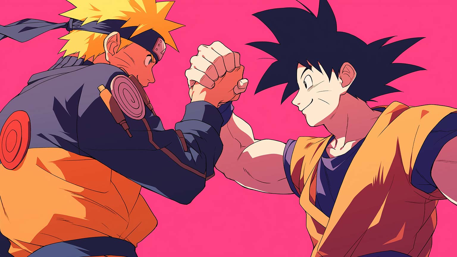 Naruto Gives Goku High Five Desktop