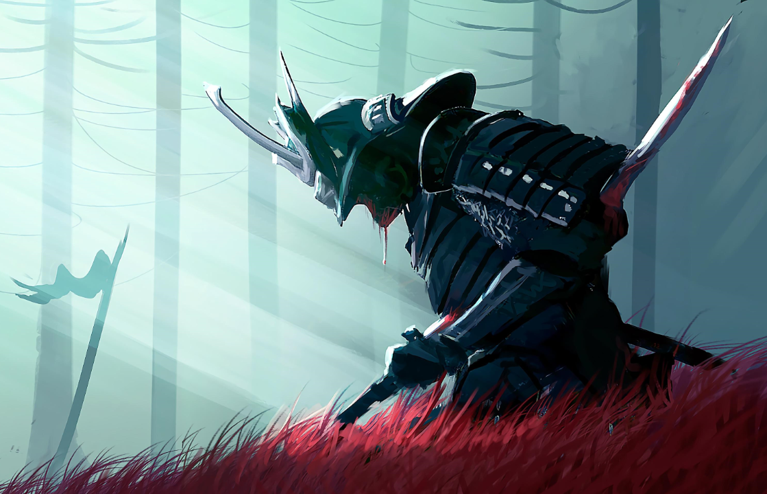 Download Fallen_ Warrior_in_ Misty_ Forest