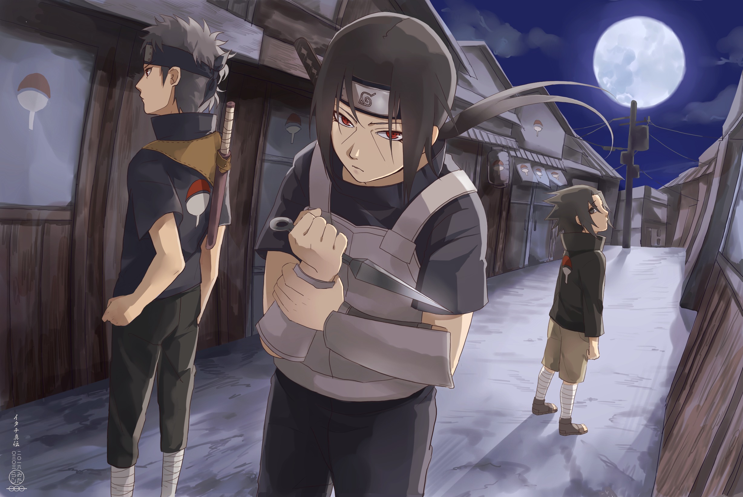 Wallpaper Sasuke, naruto, art, Itachi